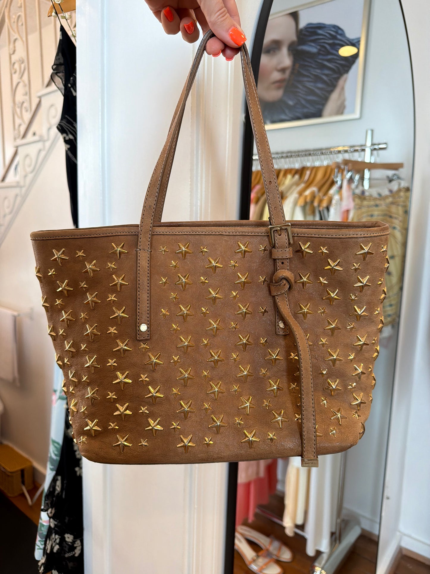 2000s JIMMY CHOO Sasha Medium Beige Leather Bag