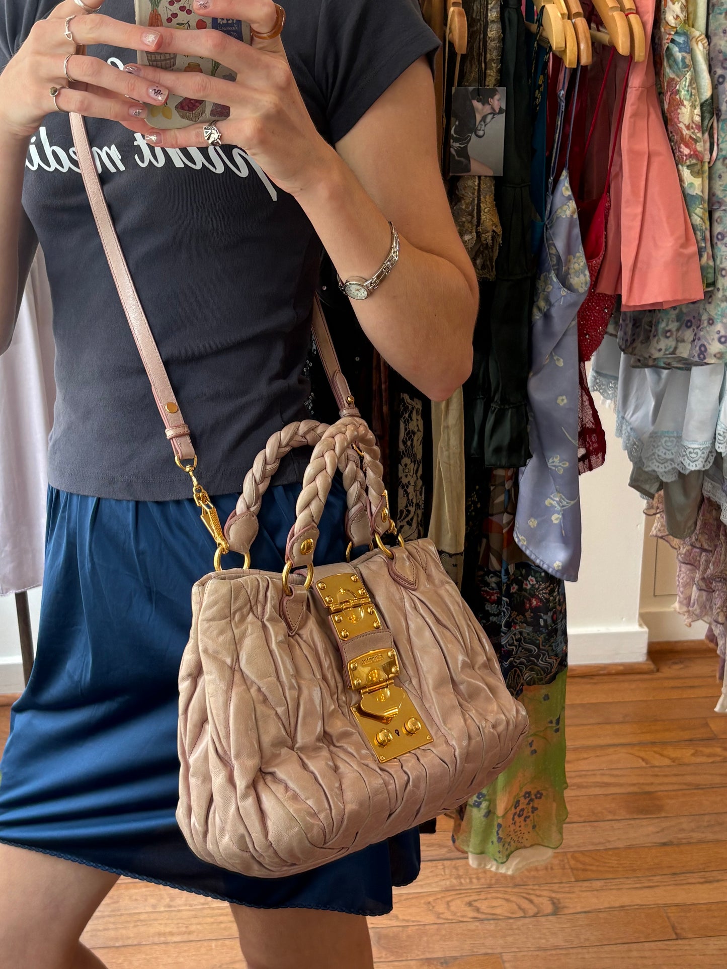2000s MIU MIU Blush Matelasse Bag (as is)