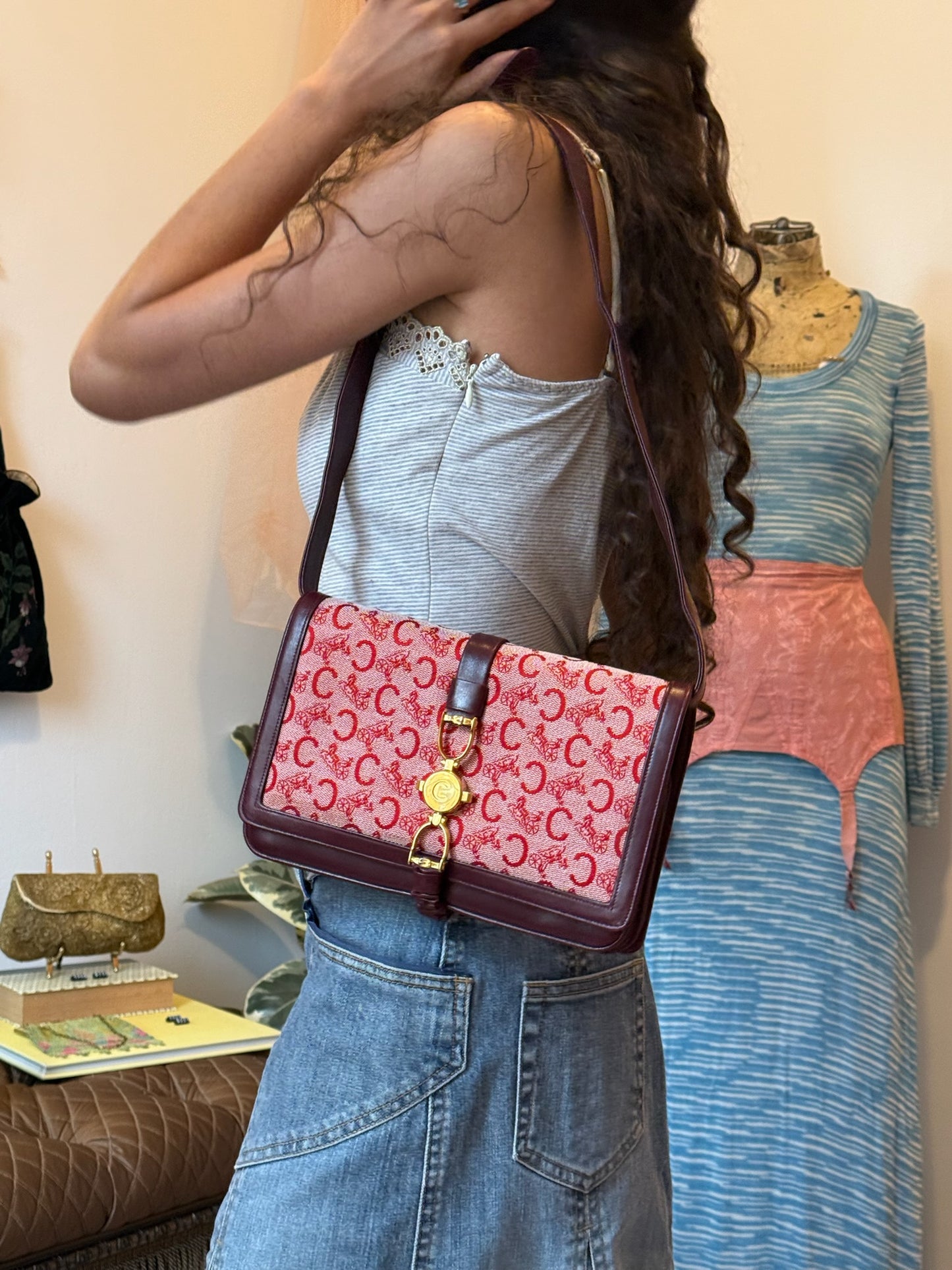 80s/90s CELINE Sulky C Red Shoulder Bag