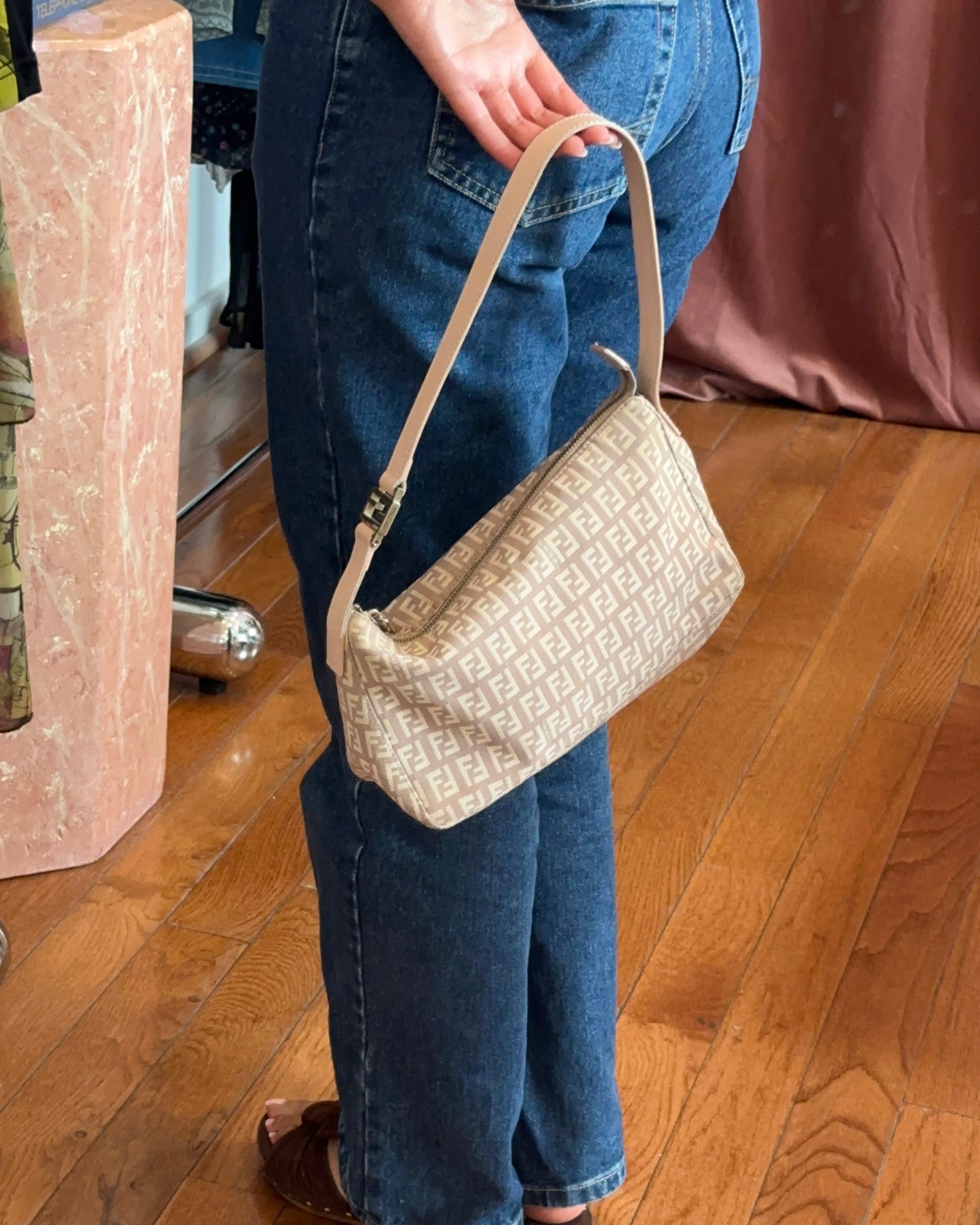 2000s FENDI Pink Zucchino Pochette Baguette