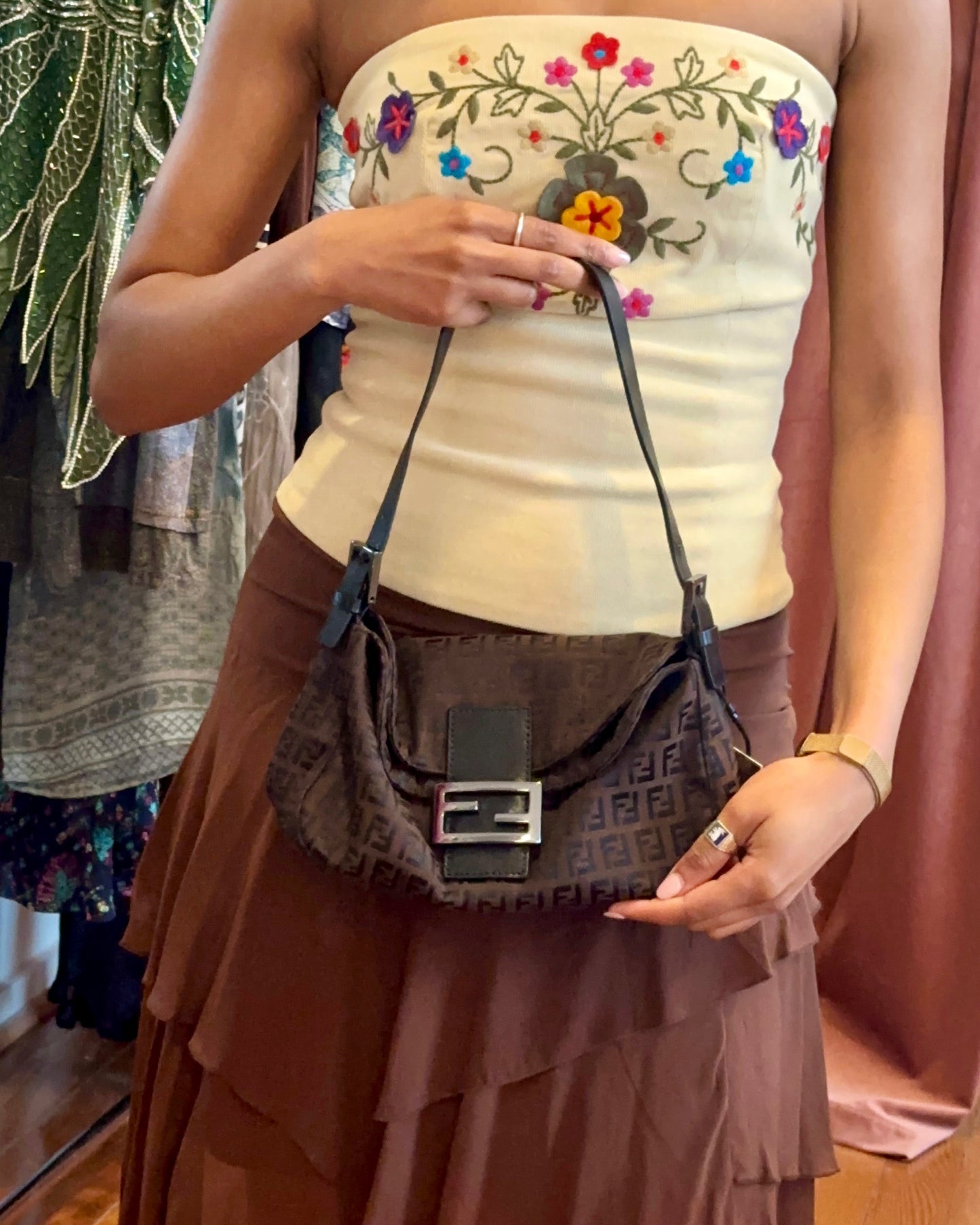 2000s FENDI Zucca Mamma Baguette Shoulder Bag