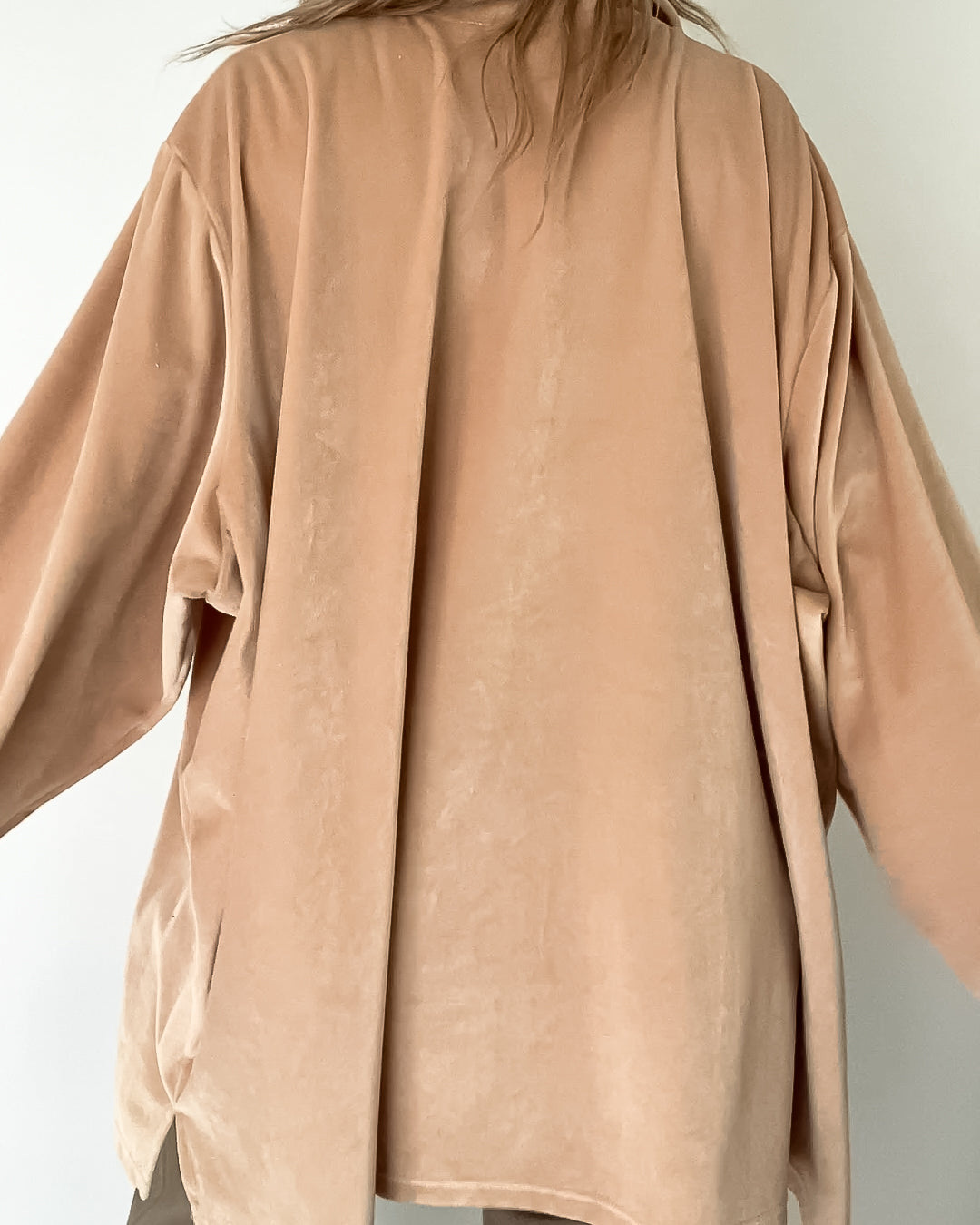 Vintage Beige Oversized Velvet Shirt (S-L)
