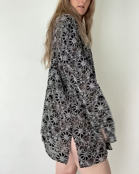 Vintage Floral Lace Oversized Blouse (S-L)