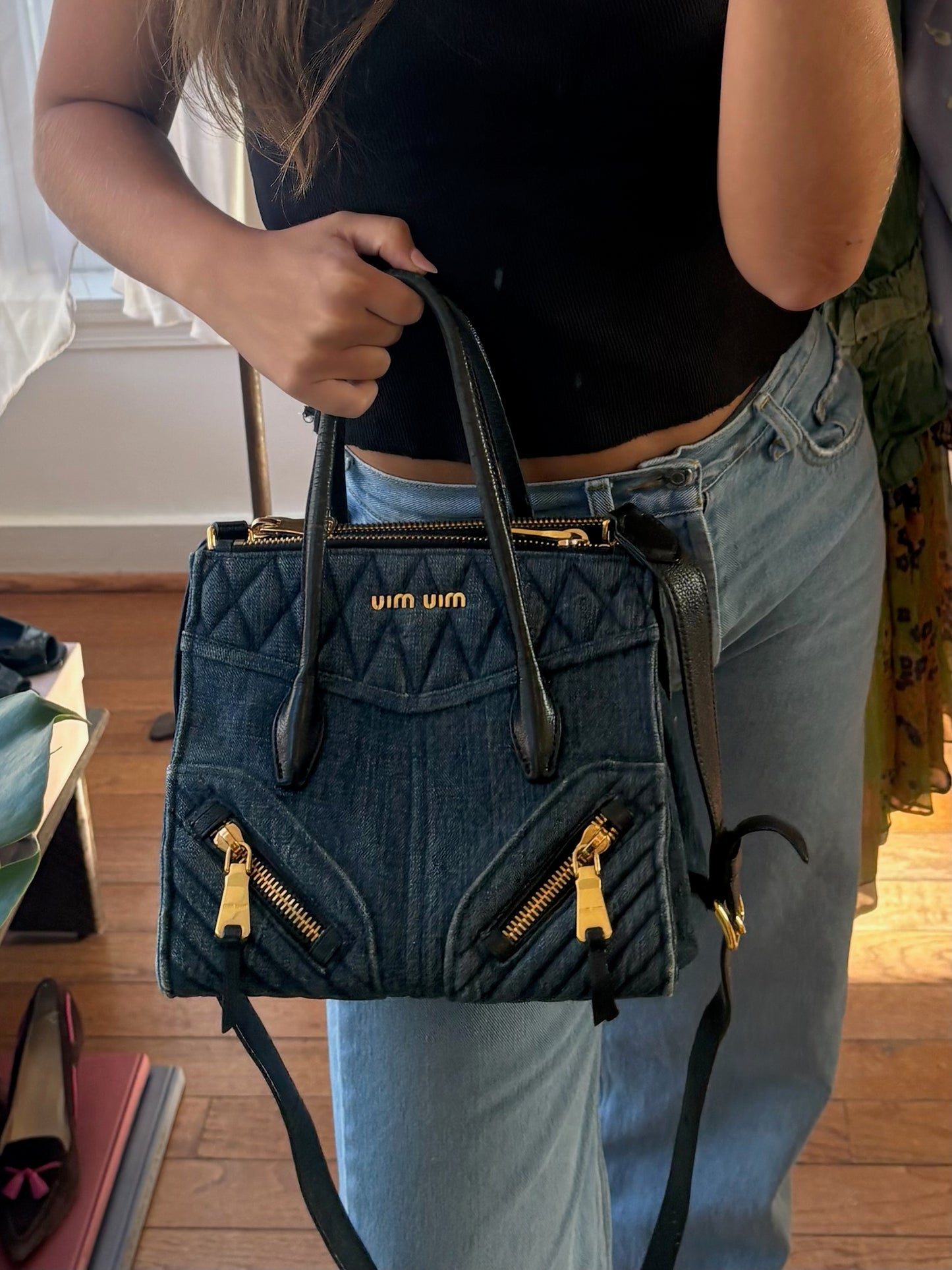 2000s MIU MIU Denim Moto Bag