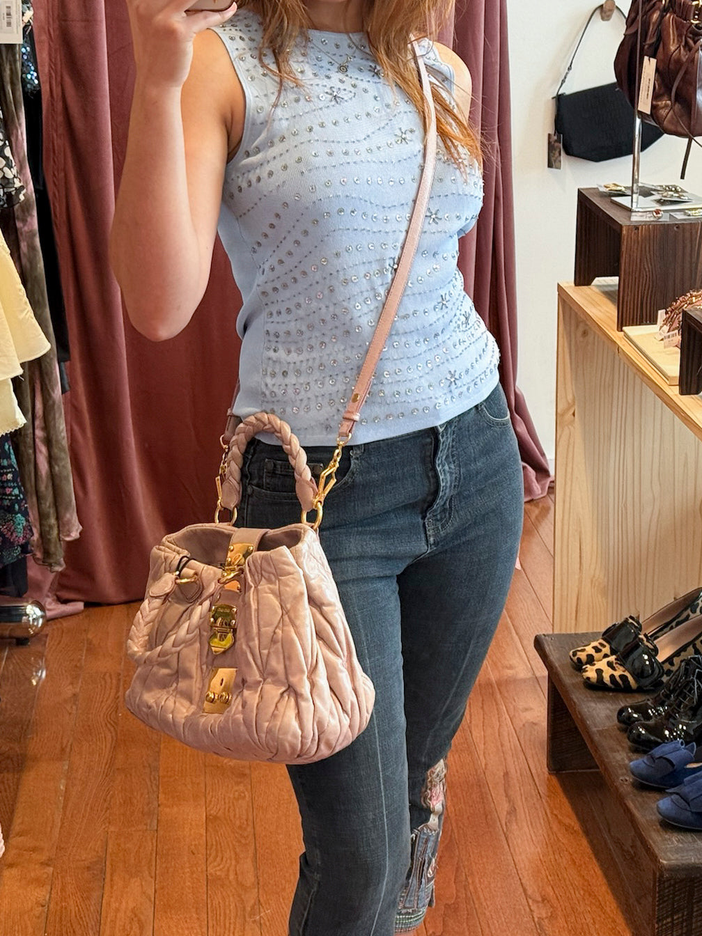 2000s MIU MIU Beige Matelasse Bag