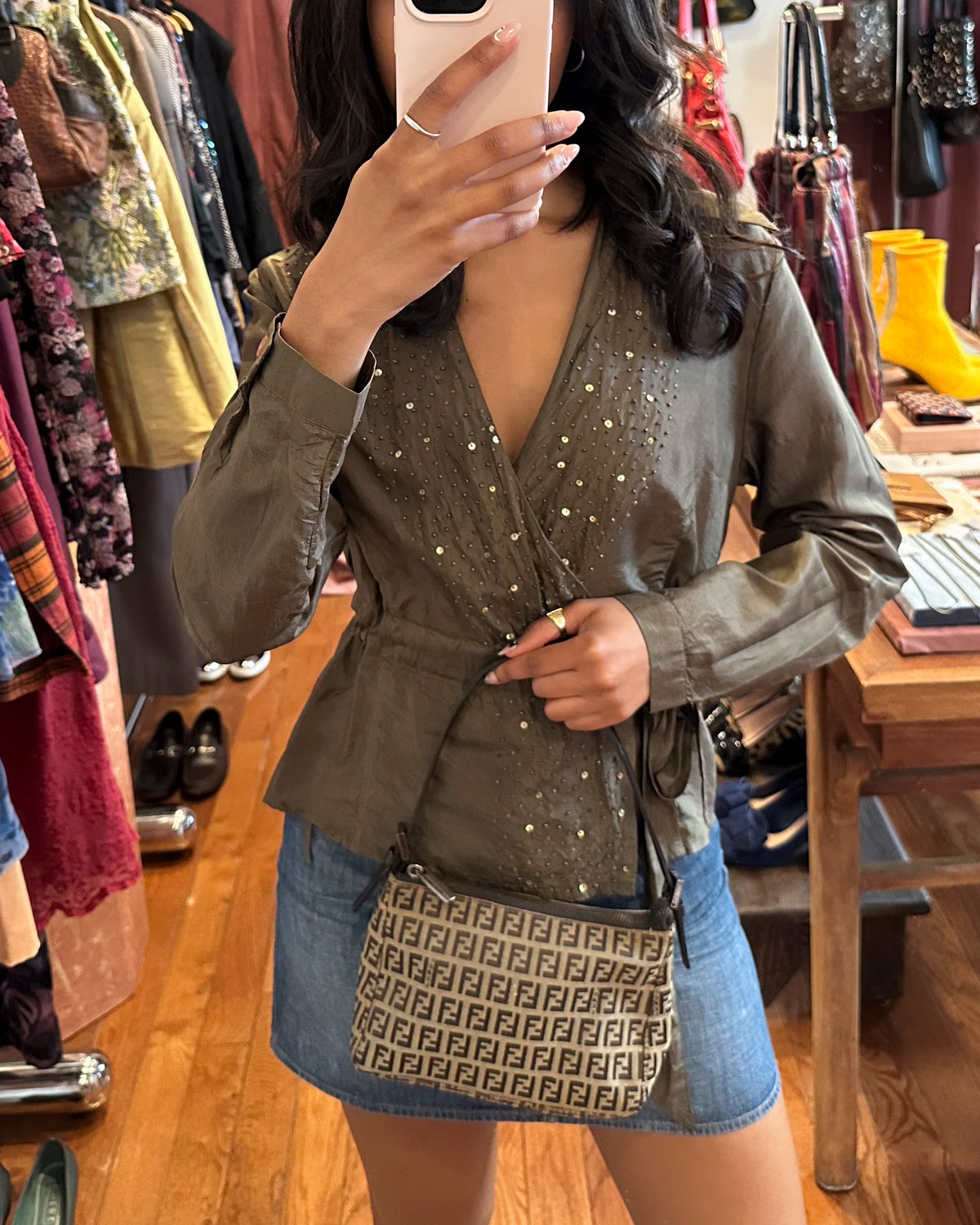 2000s FENDI Zucchino Canvas Mini Pochette Bag