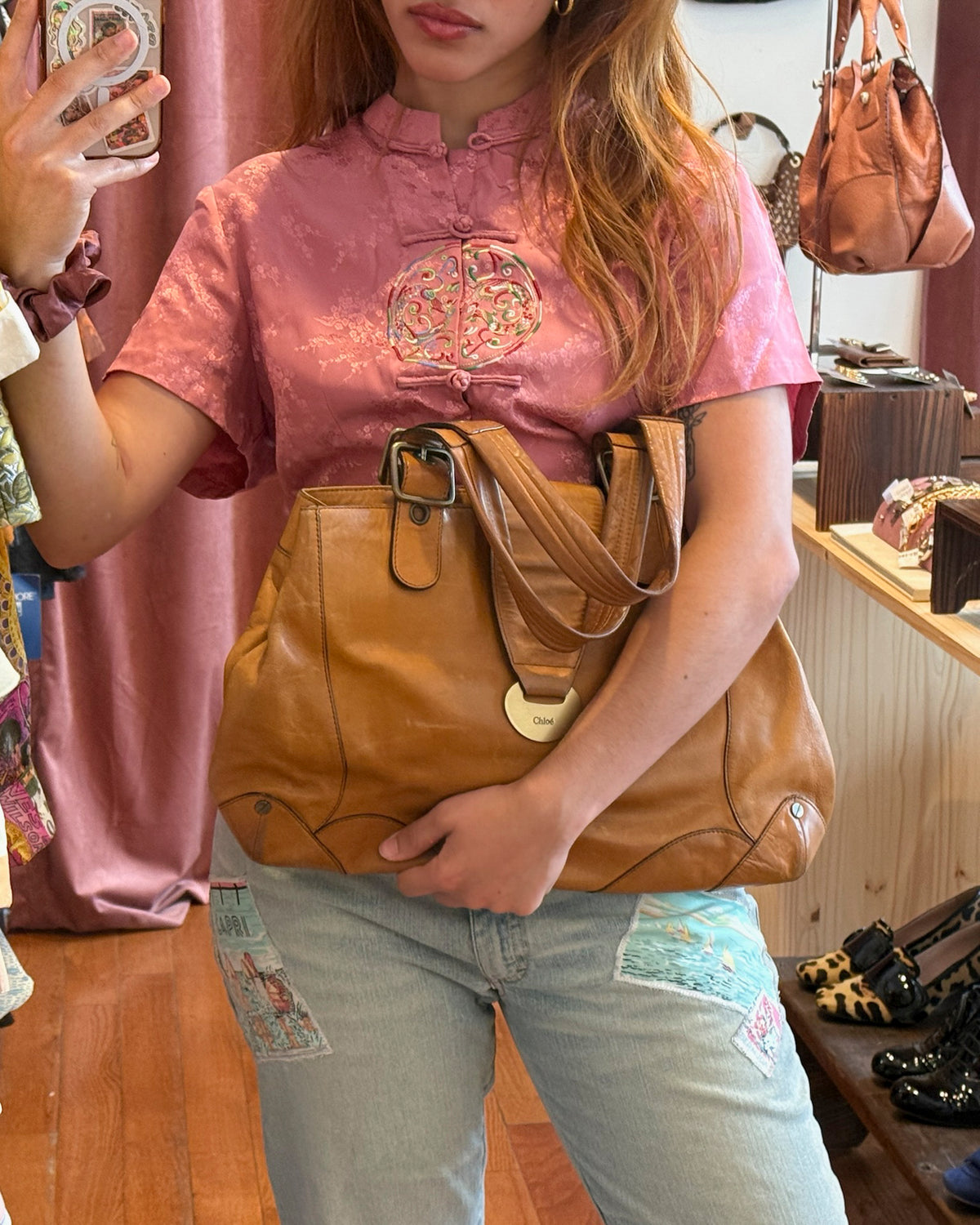 2000s CHLOE Cognac Leather Buckle Flap Shoulder Bag