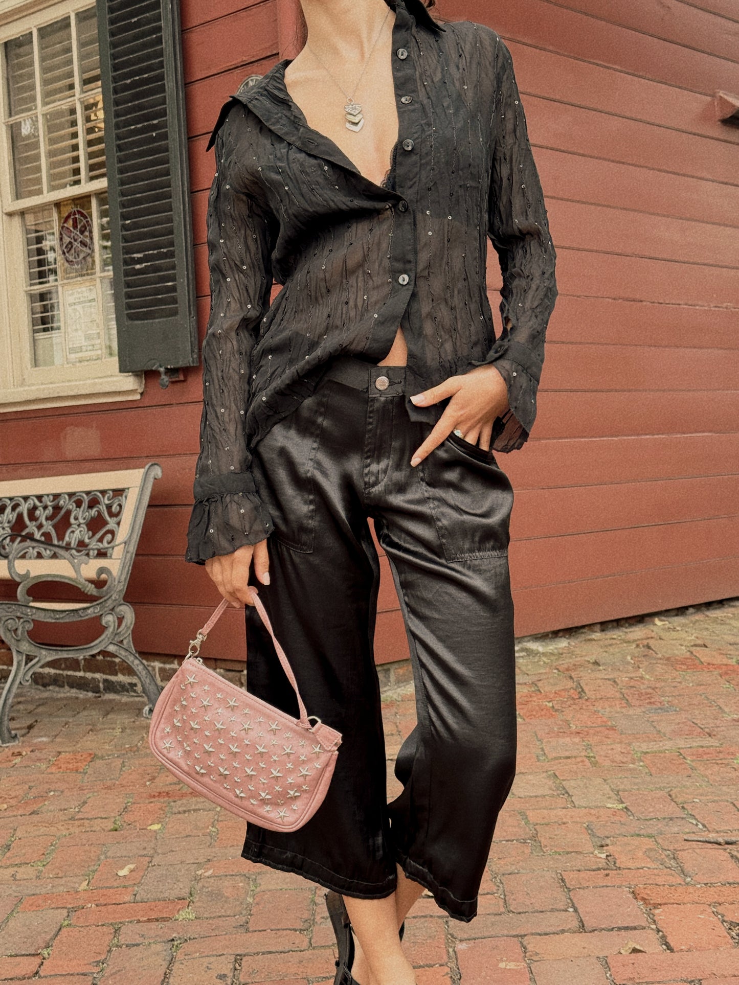 2000s JIMMY CHOO Pink Sasha Mini Baguette Bag