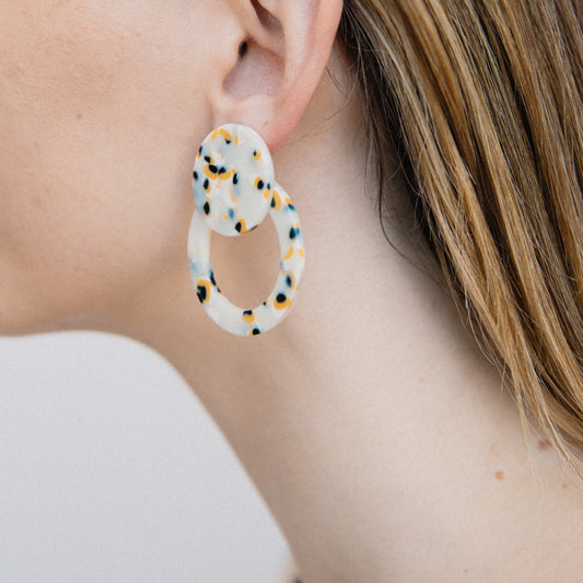 Orange Creamsicle Tortoise Double Circle Earrings - Closed Caption | Shop Vintage + Handmade. Always Sustainable. Never Wasteful.