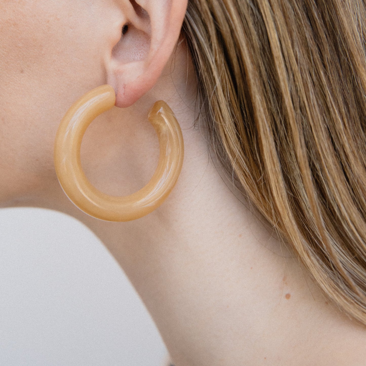 Smoked Caramel Chunky Hoop Earrings - Closed Caption | Shop Vintage + Handmade. Always Sustainable. Never Wasteful.
