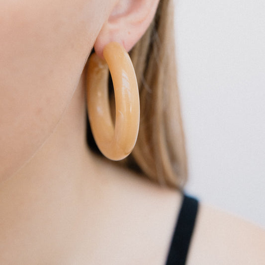 Smoked Caramel Chunky Hoop Earrings - Closed Caption | Shop Vintage + Handmade. Always Sustainable. Never Wasteful.