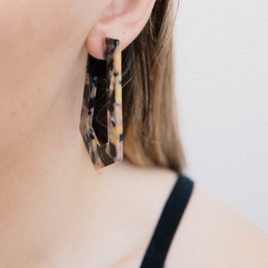 Blush Tortoise Geometric Hoop Earrings - Closed Caption | Shop Vintage + Handmade. Always Sustainable. Never Wasteful.