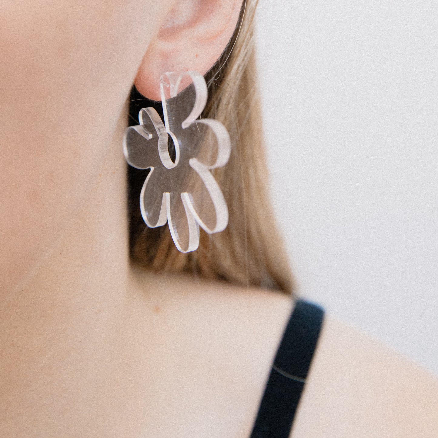 Acrylic Flower Earrings in Clear