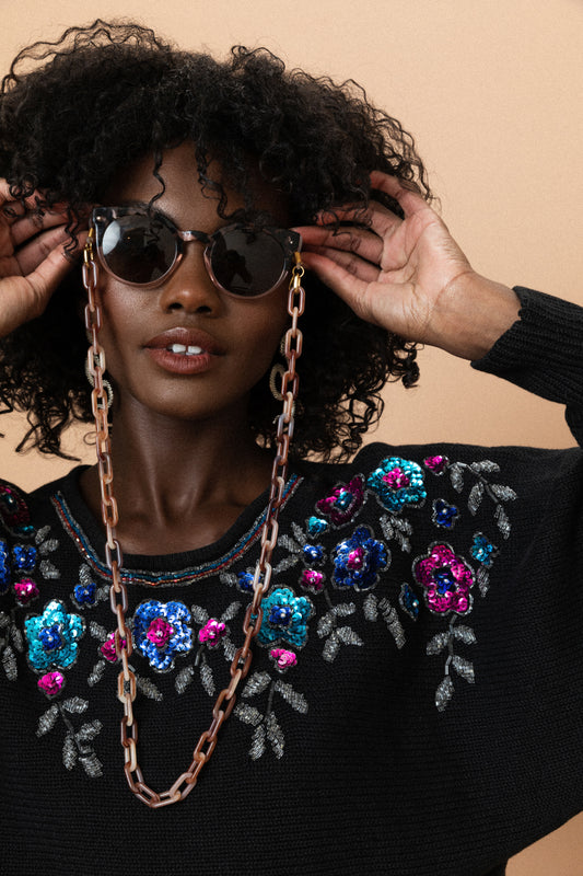 Chunky Raspberry & Cream Eyewear Chain