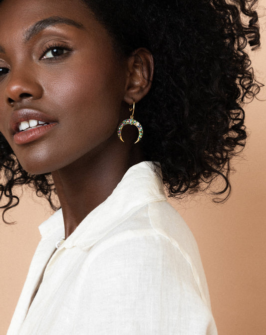 Single Charm Hoop Earring (Crescent Moon)