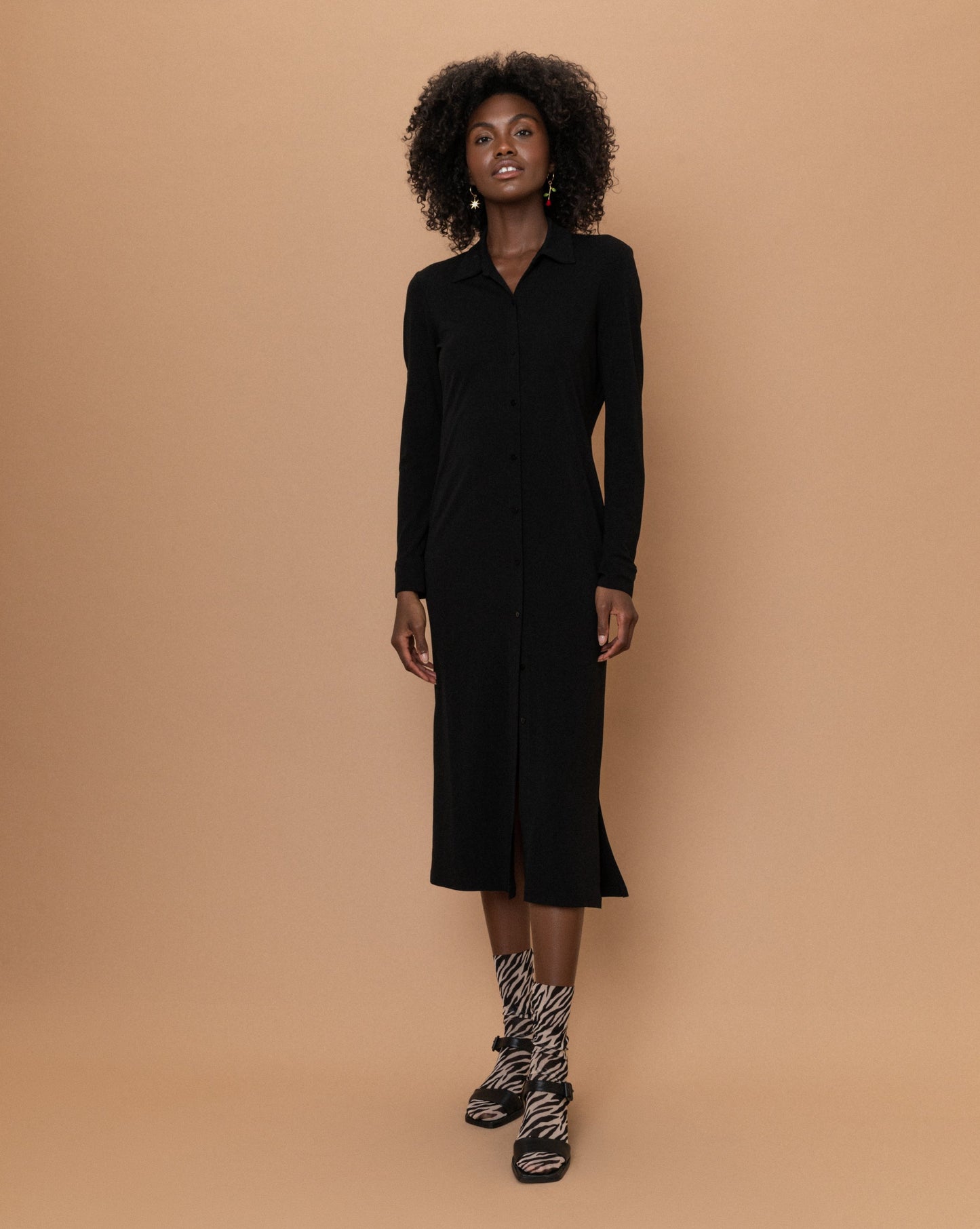 Vintage Black Button-Up Dress (S)