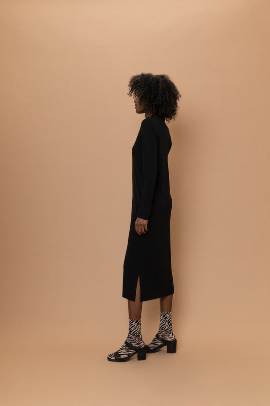 Vintage Black Button-Up Dress (S)