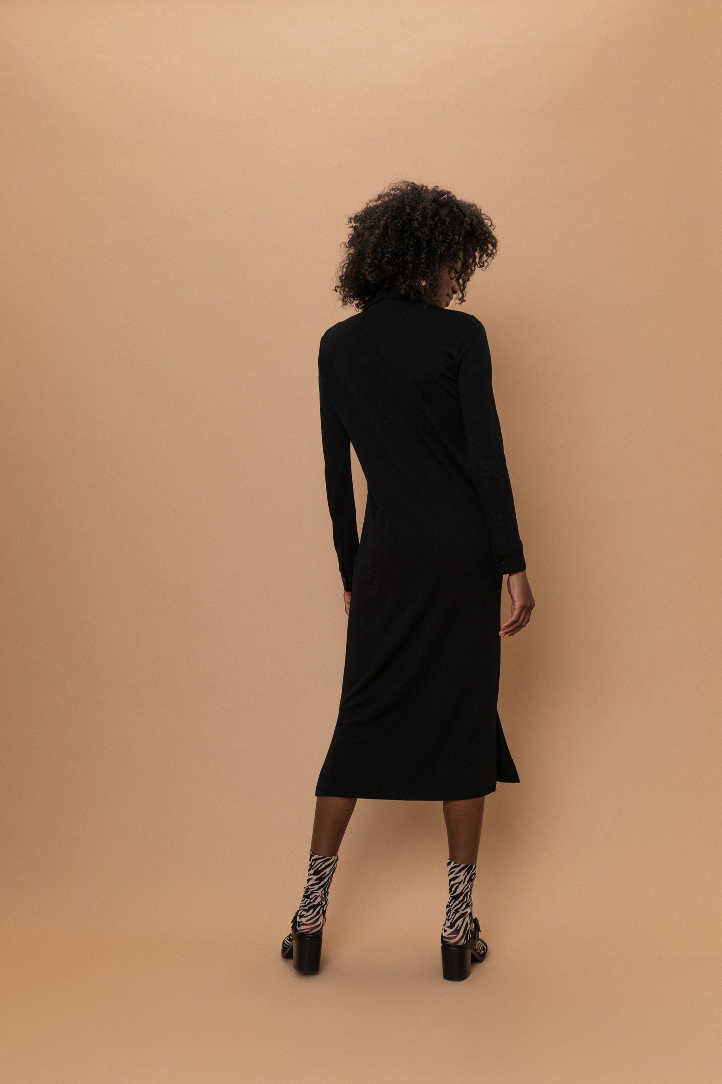 Vintage Black Button-Up Dress (S)