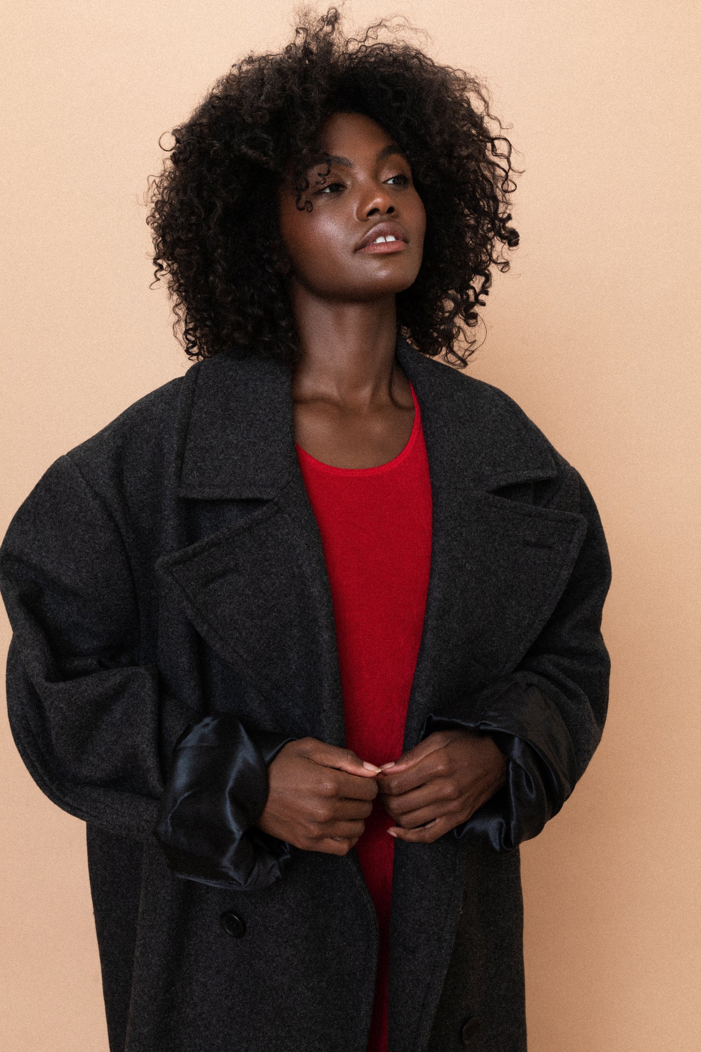 Vintage Oversized Grey Wool Coat (S-L)