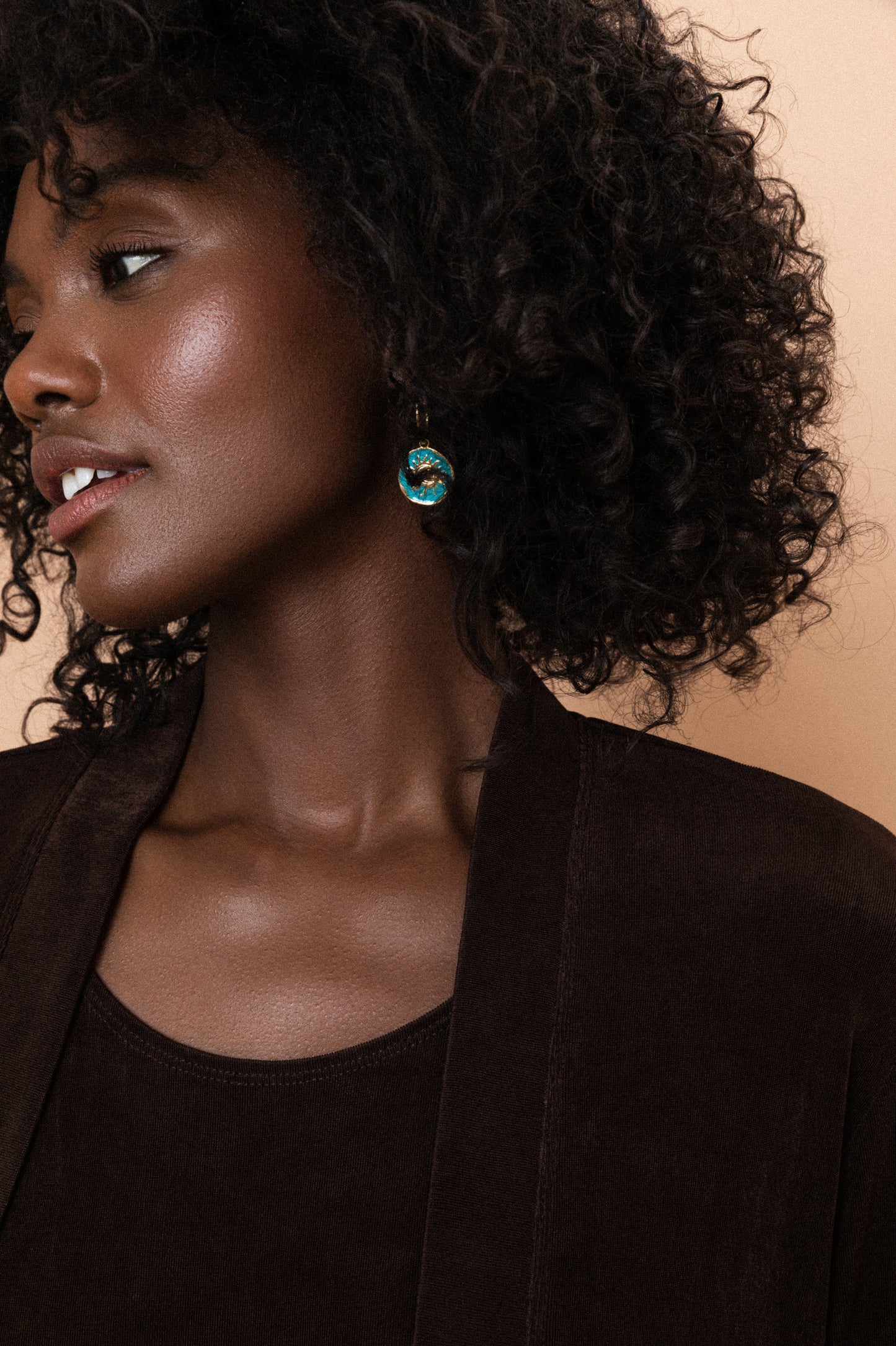 Single Charm Hoop Earring (Sun + Moon Ocean Embrace)