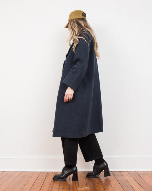 Vintage Navy Blue Wool BERLIN Coat #18 (S/M)