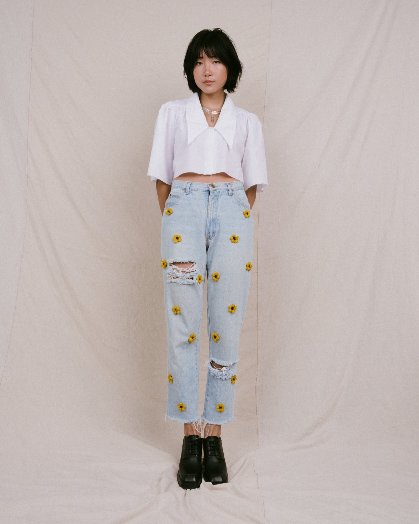 Jean Blouse in Alabaster