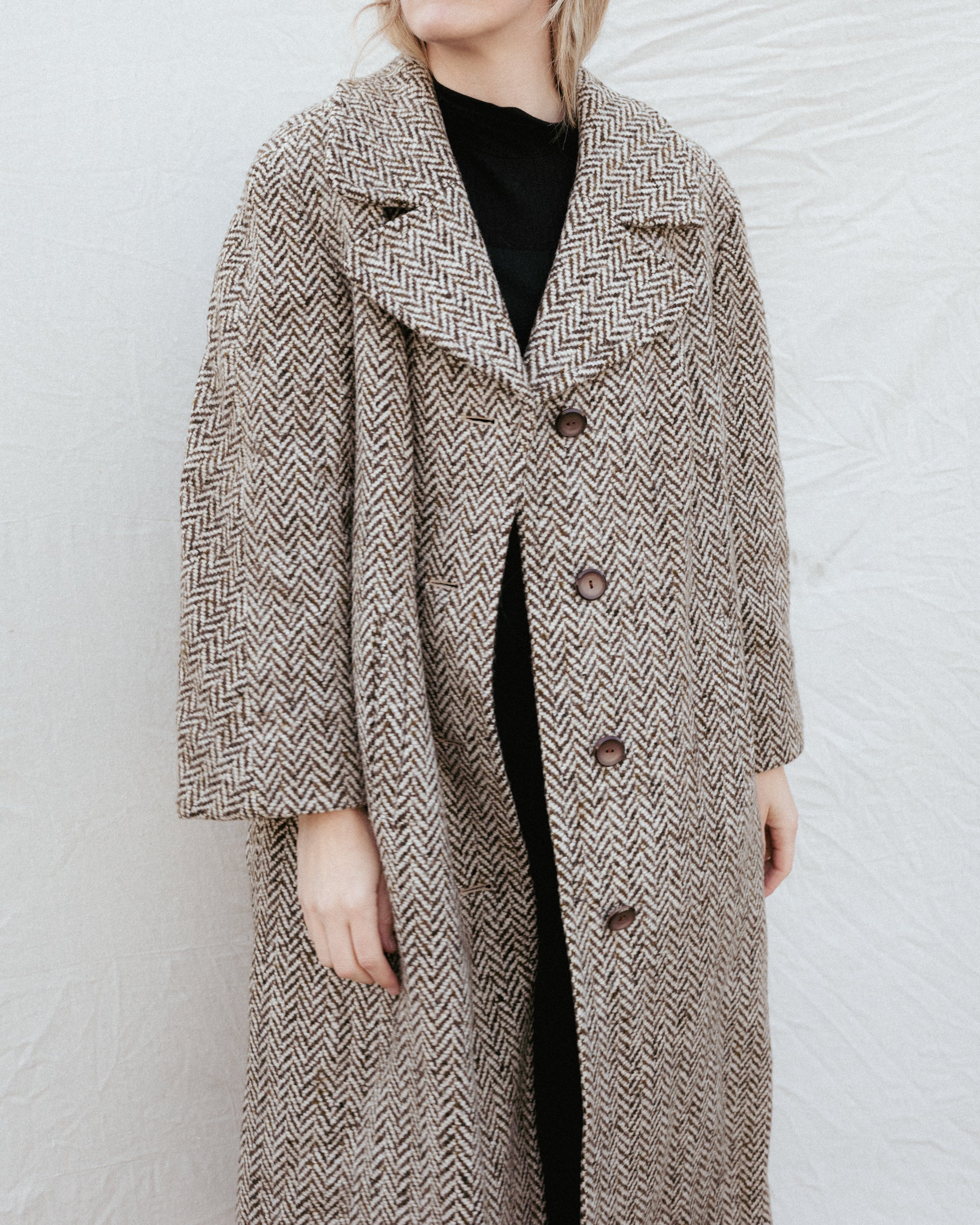 Vintage Wool Herringbone BERLIN Coat #3 (S/M) – Closed Caption