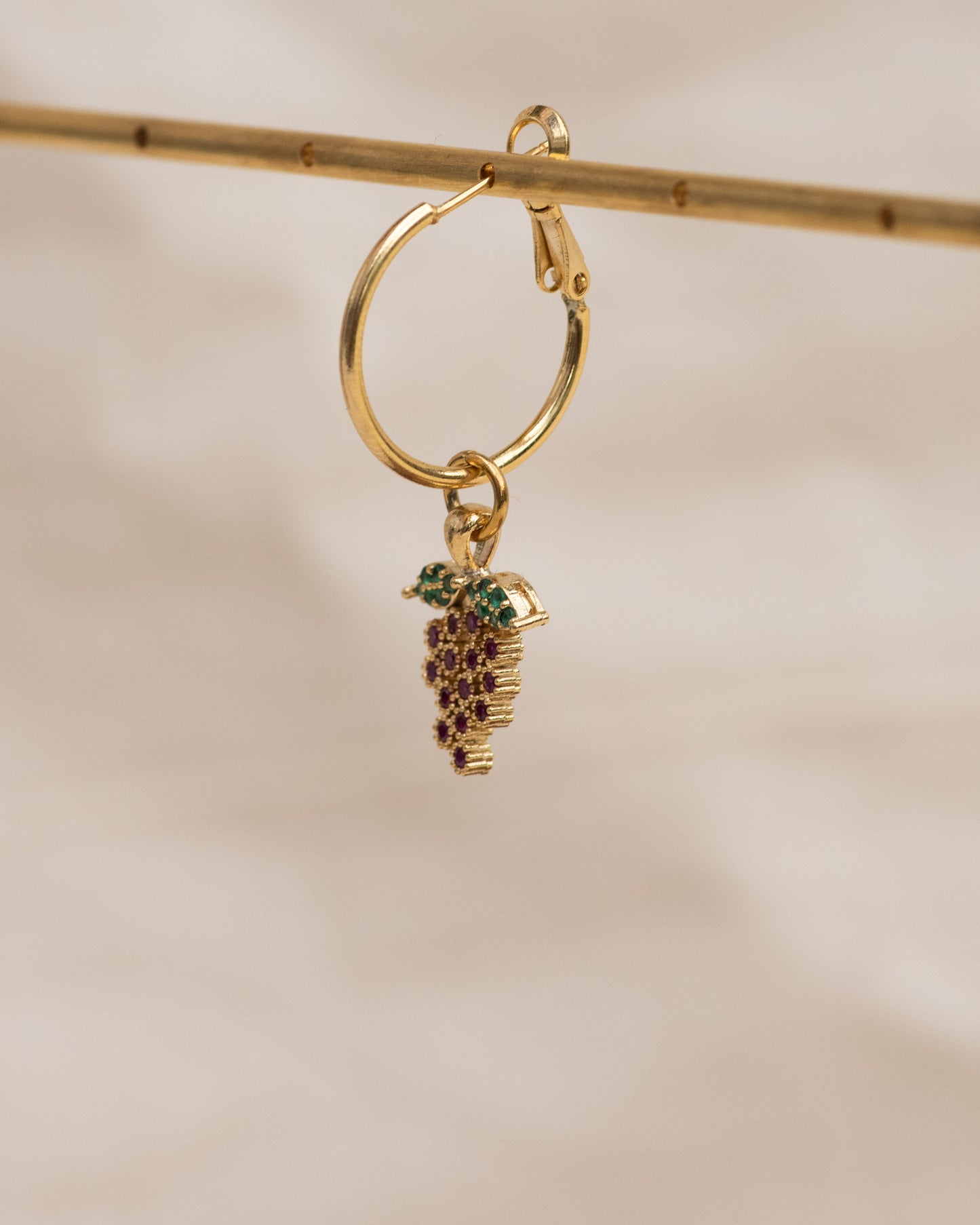 Single Charm Hoop Earring (Fuchsia Grape)