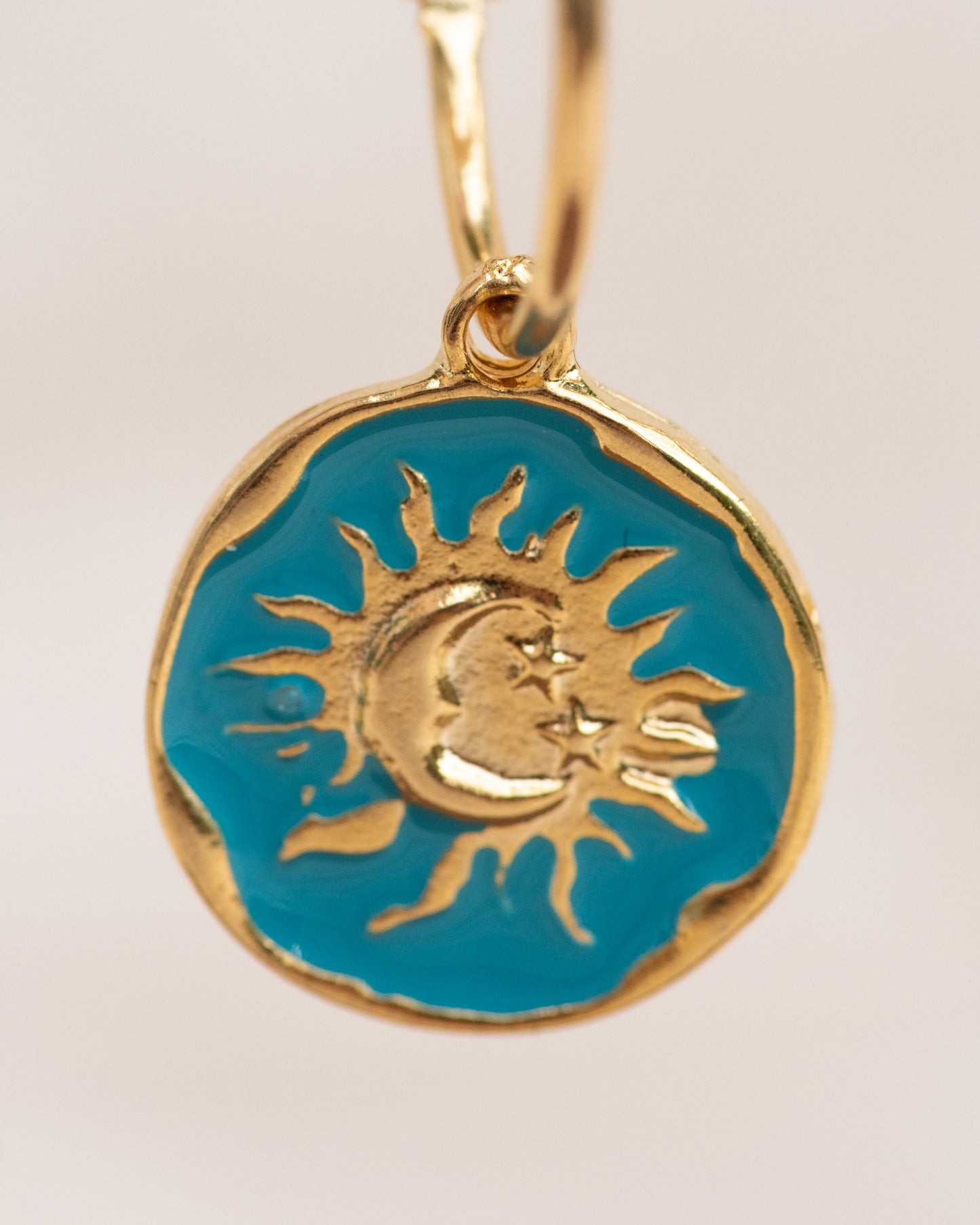 Single Charm Hoop Earring (Sun + Moon Ocean Embrace)