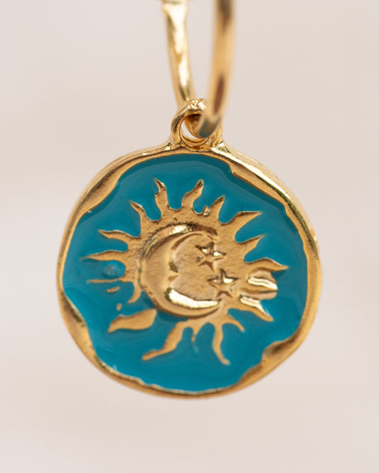Single Charm Hoop Earring (Sun + Moon Ocean Embrace)