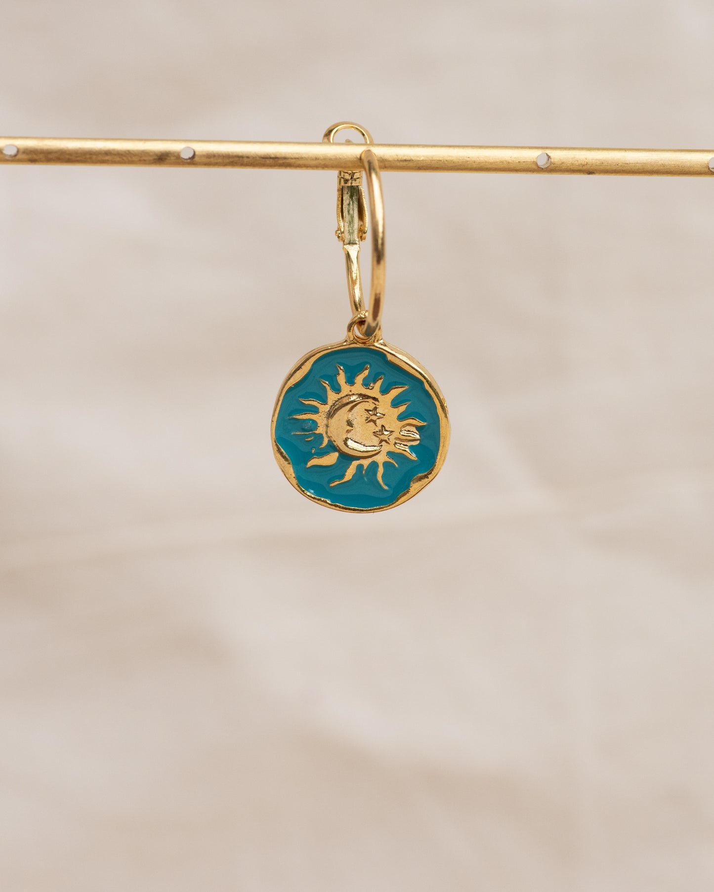 Single Charm Hoop Earring (Sun + Moon Ocean Embrace)