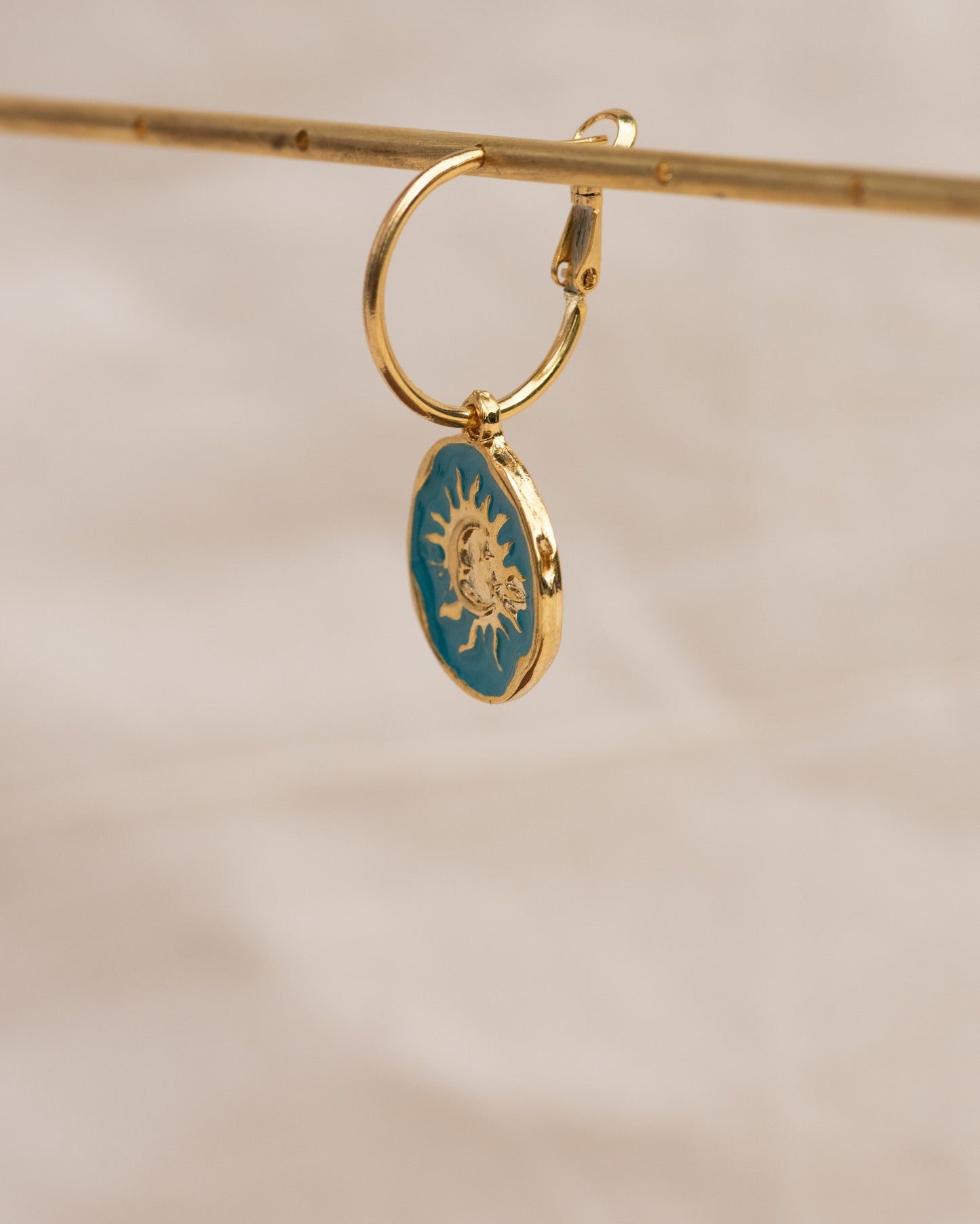 Single Charm Hoop Earring (Sun + Moon Ocean Embrace)