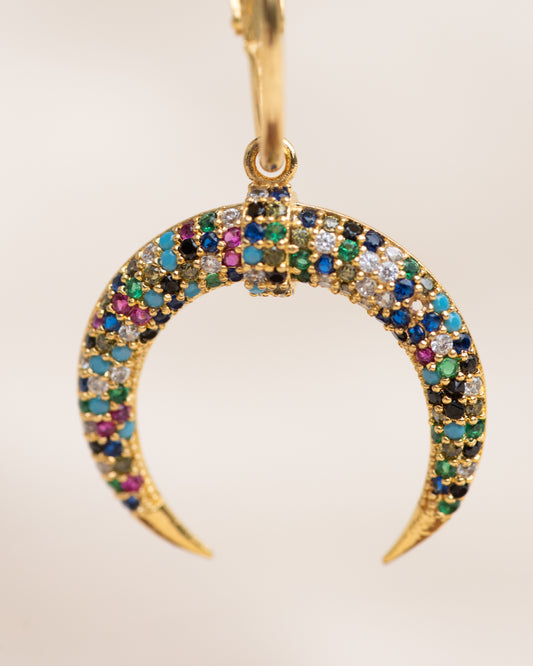 Single Charm Hoop Earring (Crescent Moon)