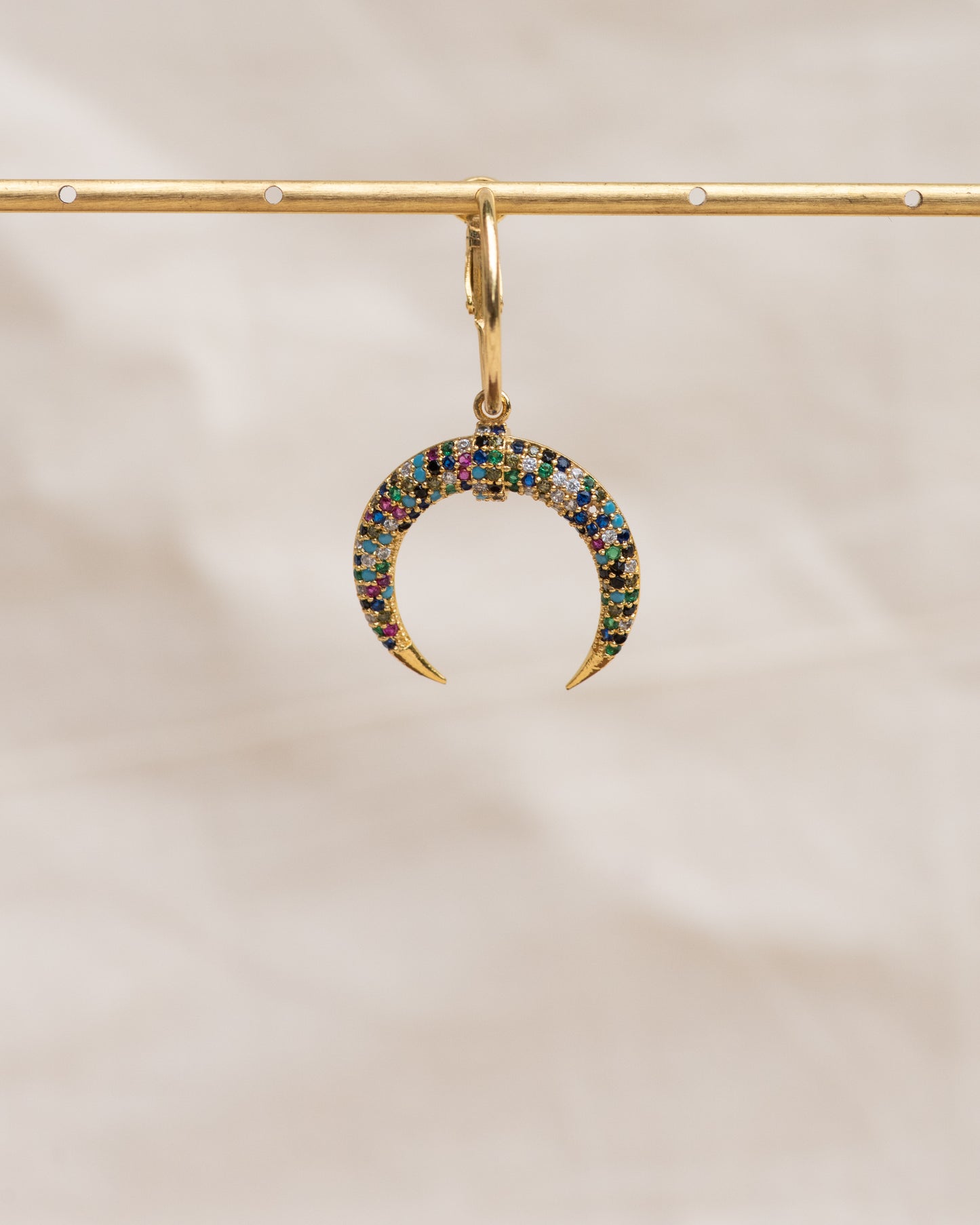 Single Charm Hoop Earring (Crescent Moon)