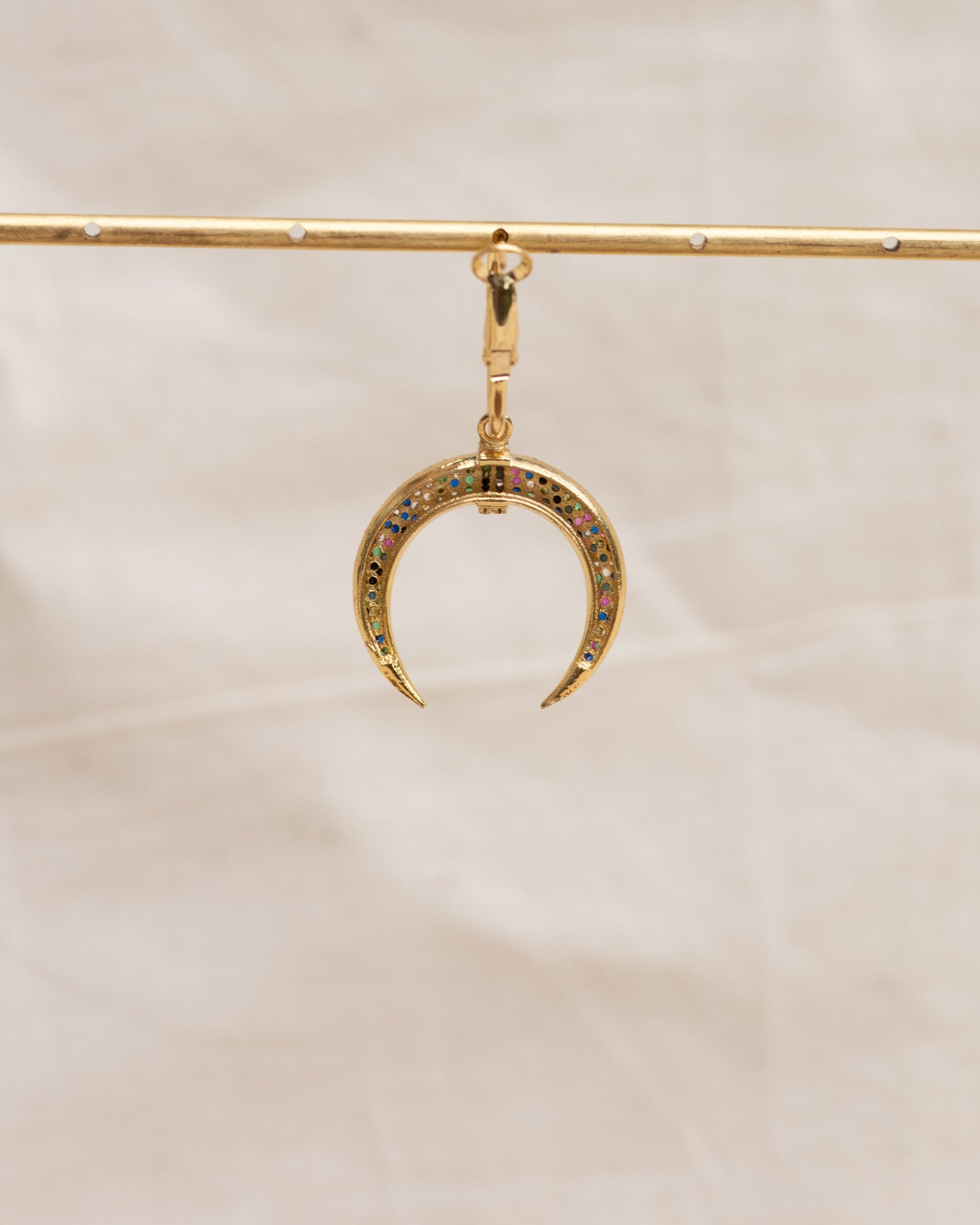 Single Charm Hoop Earring (Crescent Moon)