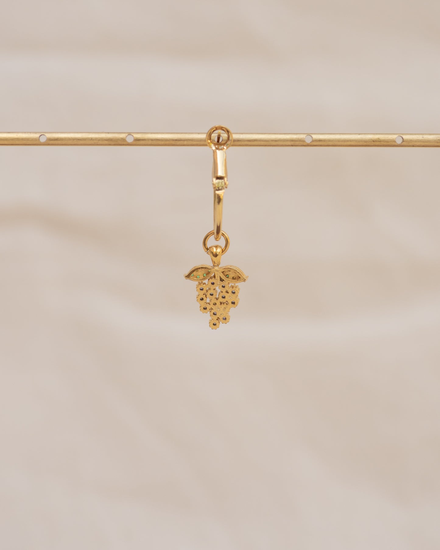 Single Charm Hoop Earring (Purple Grape)