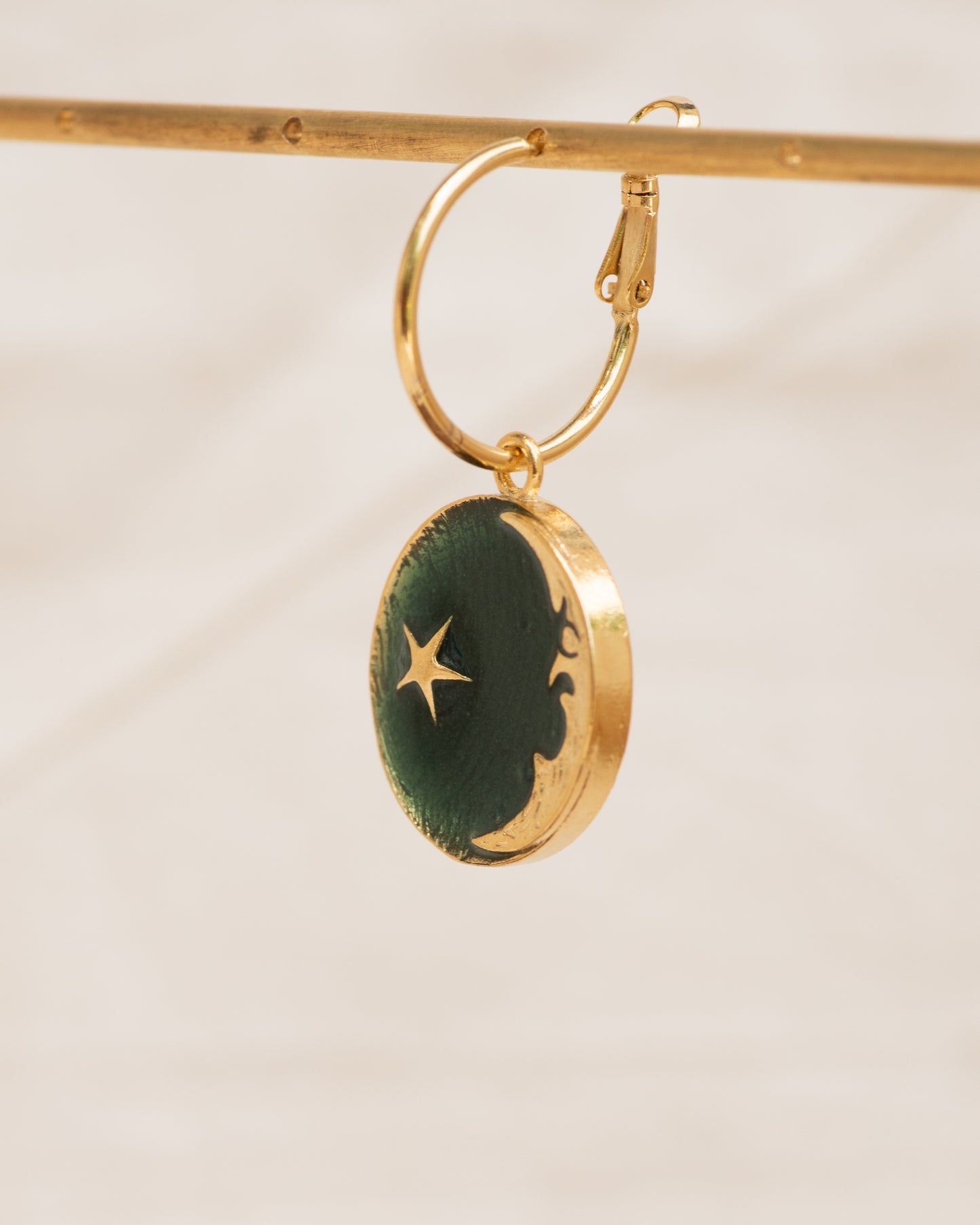 Single Charm Hoop Earring (Night Lovers)
