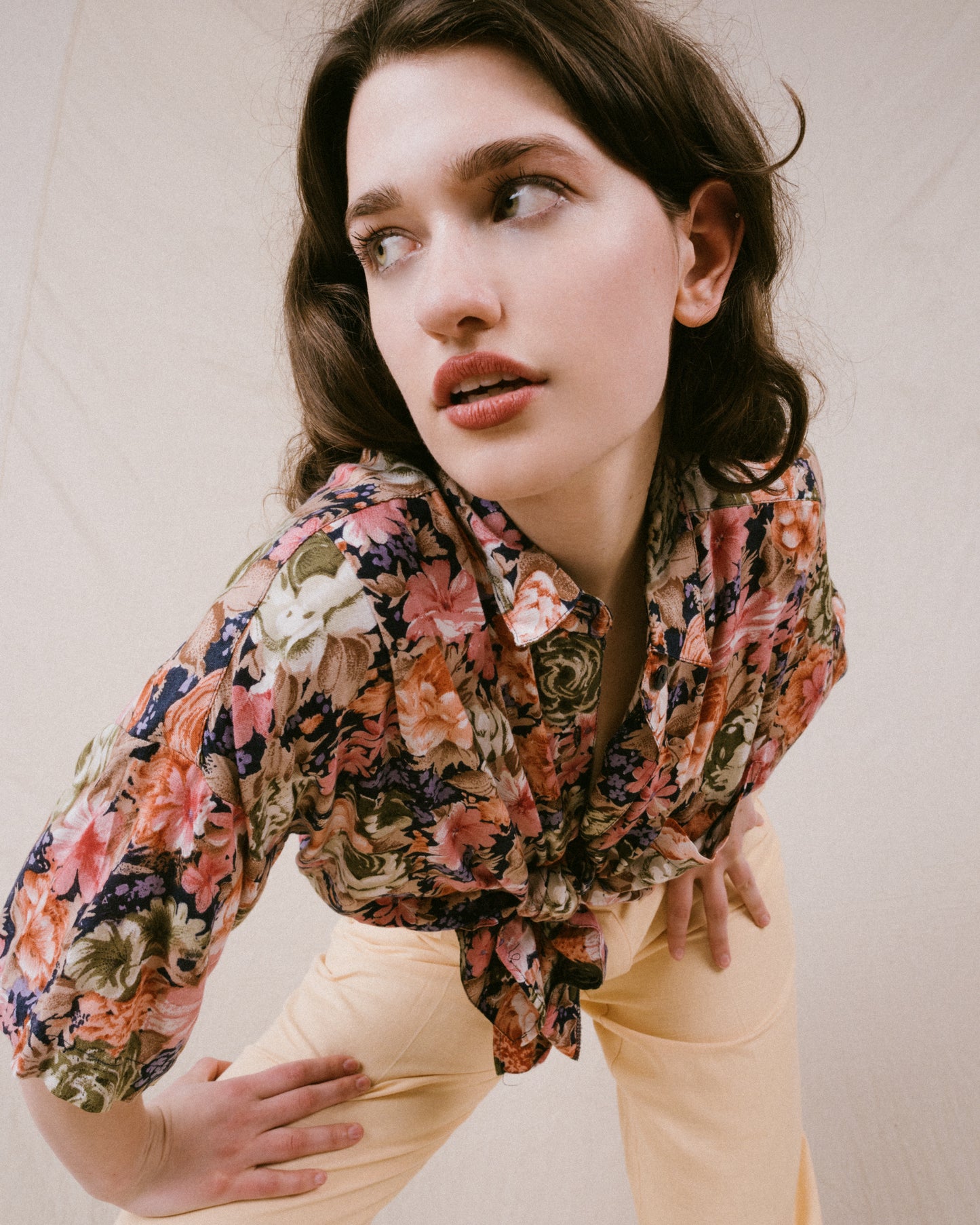 Vintage Pastel Floral Blouse (S/M)