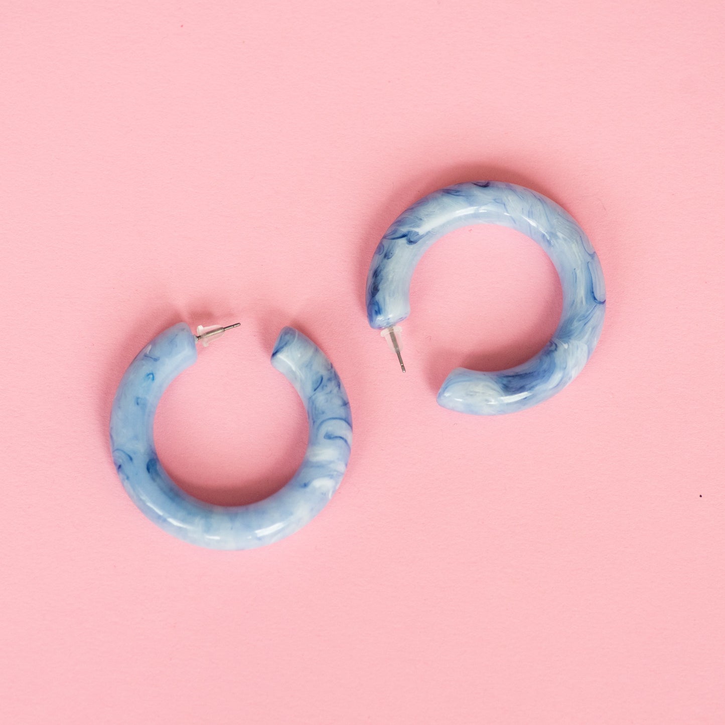 Blue Marble Chunky Hoop Earrings - Closed Caption | Shop Vintage + Handmade. Always Sustainable. Never Wasteful.