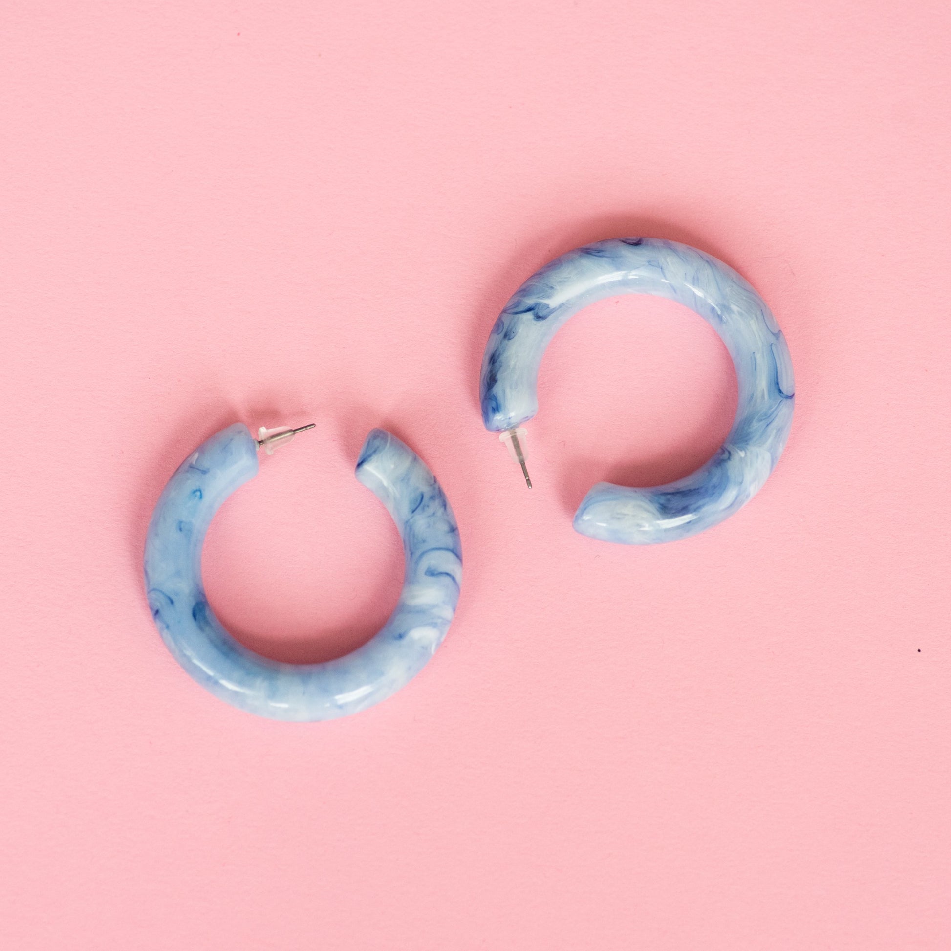 Blue Marble Chunky Hoop Earrings - Closed Caption | Shop Vintage + Handmade. Always Sustainable. Never Wasteful.