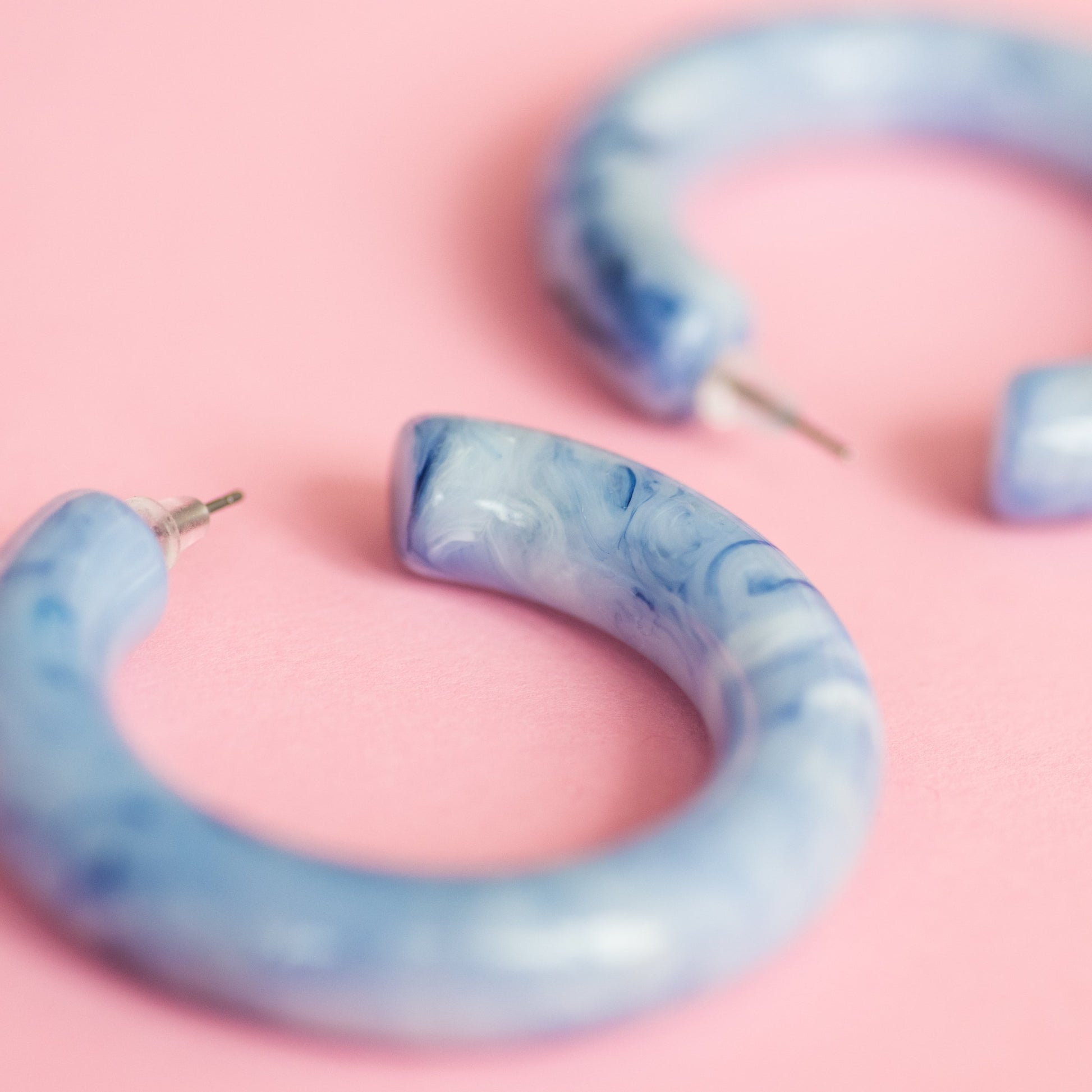 Blue Marble Chunky Hoop Earrings - Closed Caption | Shop Vintage + Handmade. Always Sustainable. Never Wasteful.