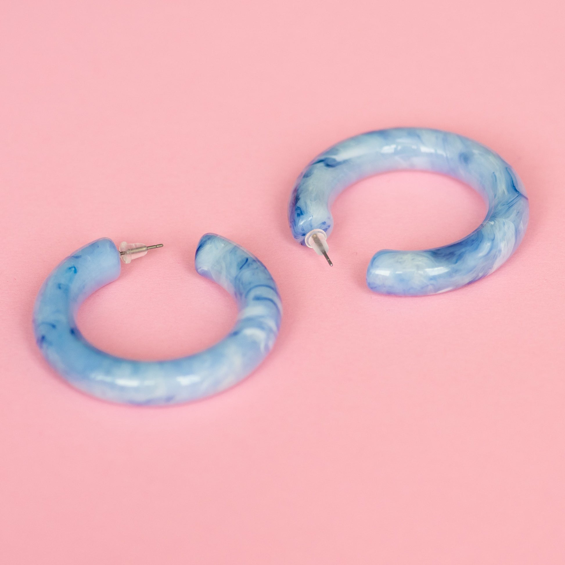 Blue Marble Chunky Hoop Earrings - Closed Caption | Shop Vintage + Handmade. Always Sustainable. Never Wasteful.