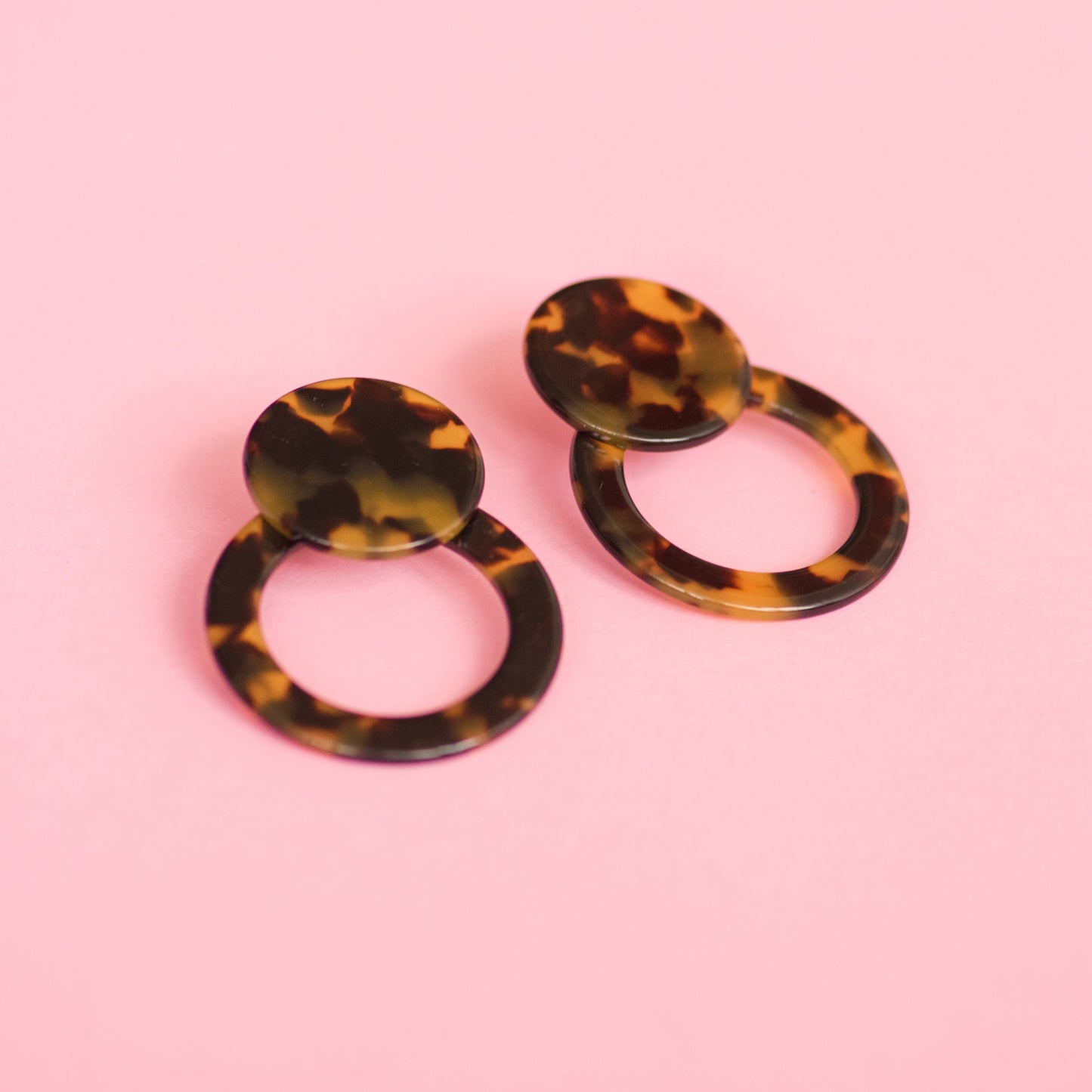 Chocolate Tortoise Double Circle Earrings - Closed Caption | Shop Vintage + Handmade. Always Sustainable. Never Wasteful.