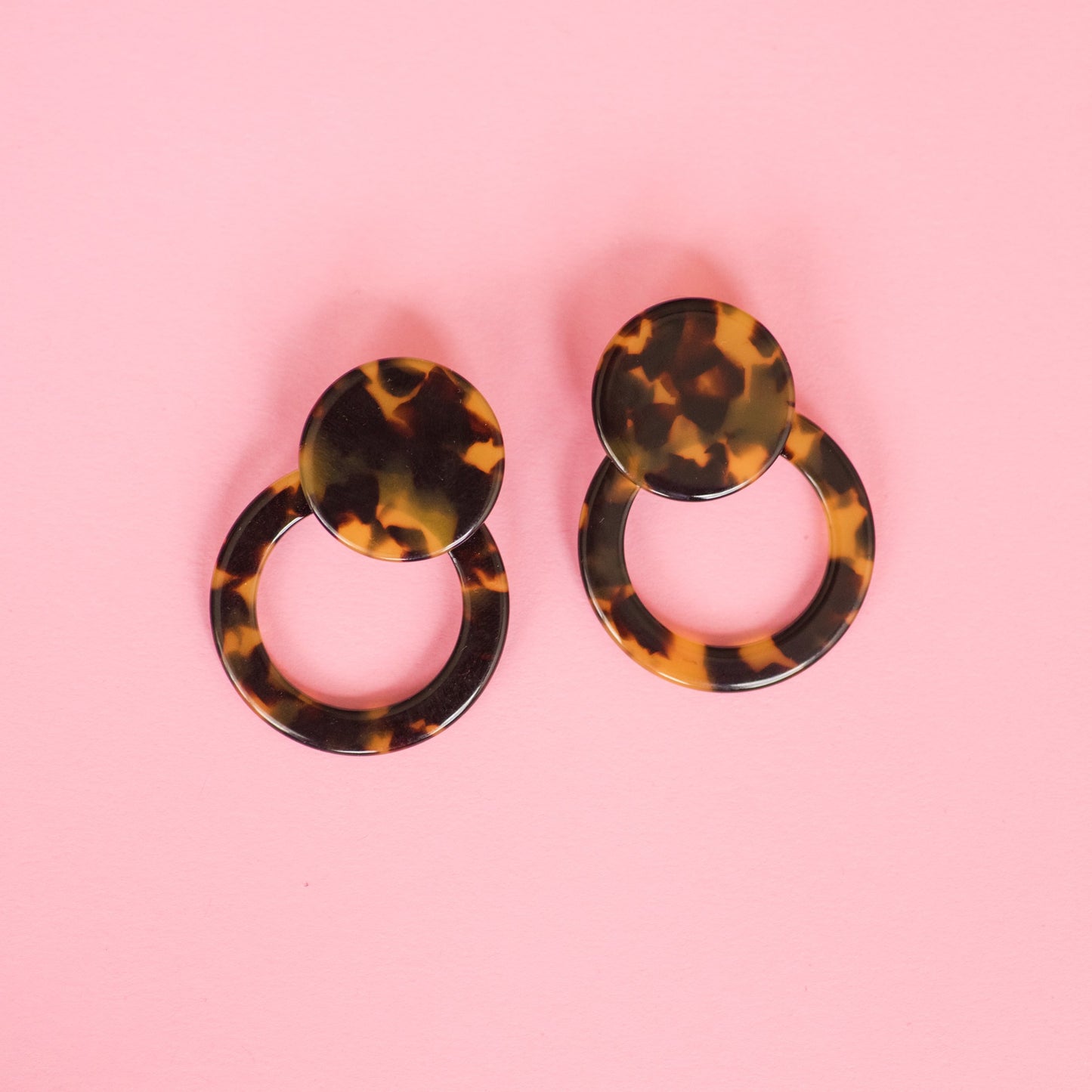 Chocolate Tortoise Double Circle Earrings - Closed Caption | Shop Vintage + Handmade. Always Sustainable. Never Wasteful.