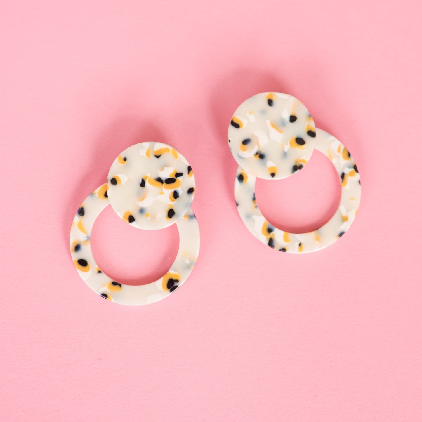 Orange Creamsicle Tortoise Double Circle Earrings - Closed Caption | Shop Vintage + Handmade. Always Sustainable. Never Wasteful.