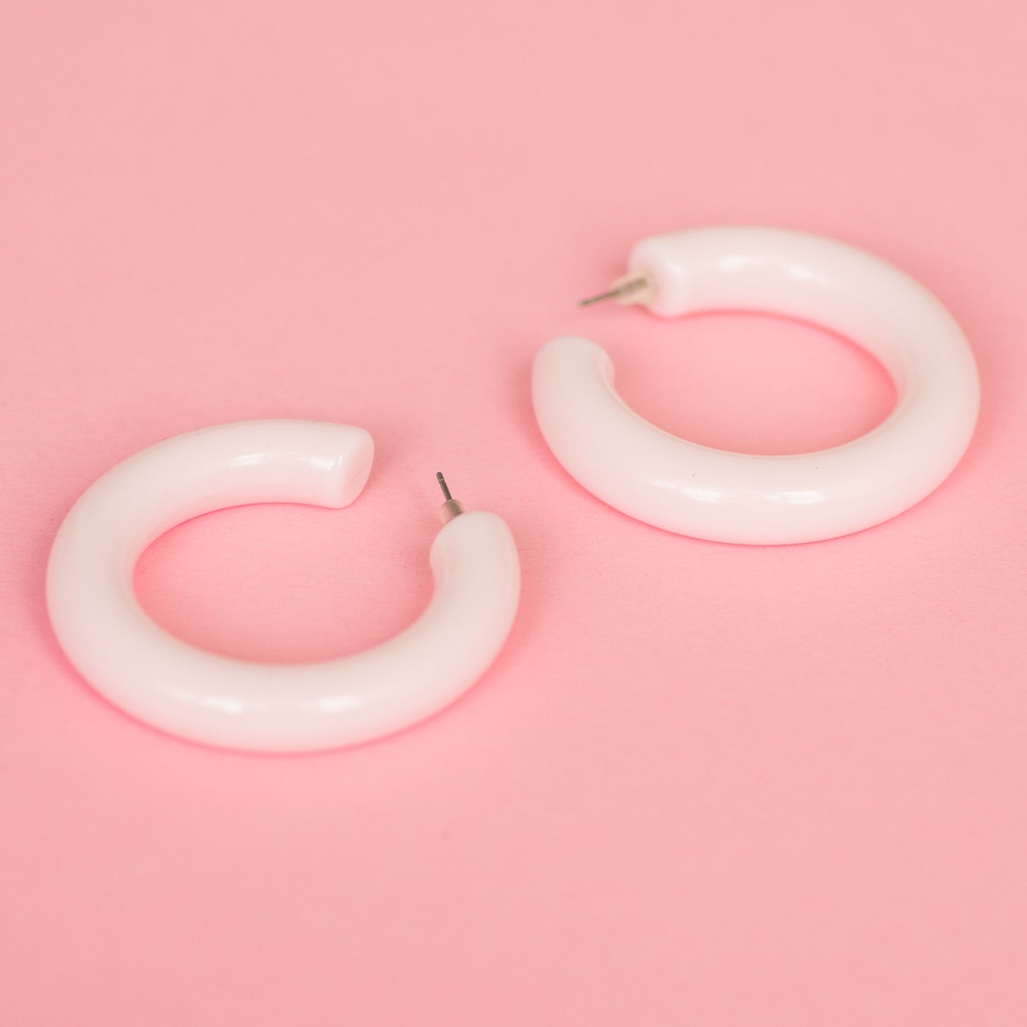 Soft Blush Chunky Hoop Earrings - Closed Caption | Shop Vintage + Handmade. Always Sustainable. Never Wasteful.