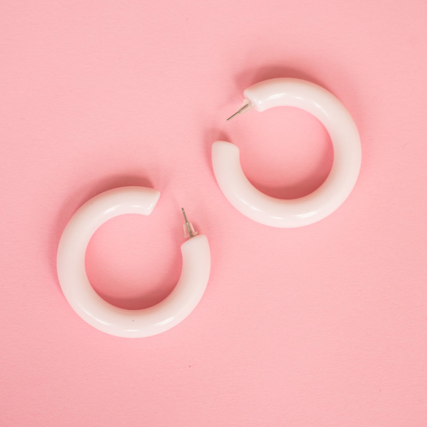 Soft Blush Chunky Hoop Earrings - Closed Caption | Shop Vintage + Handmade. Always Sustainable. Never Wasteful.