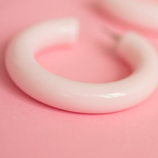 Soft Blush Chunky Hoop Earrings - Closed Caption | Shop Vintage + Handmade. Always Sustainable. Never Wasteful.