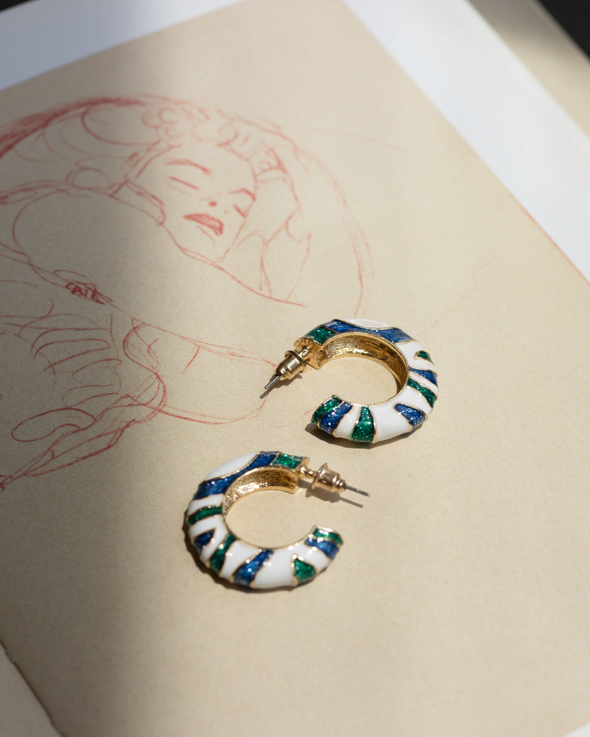 Enamel Wild Zebra Hoop Earrings