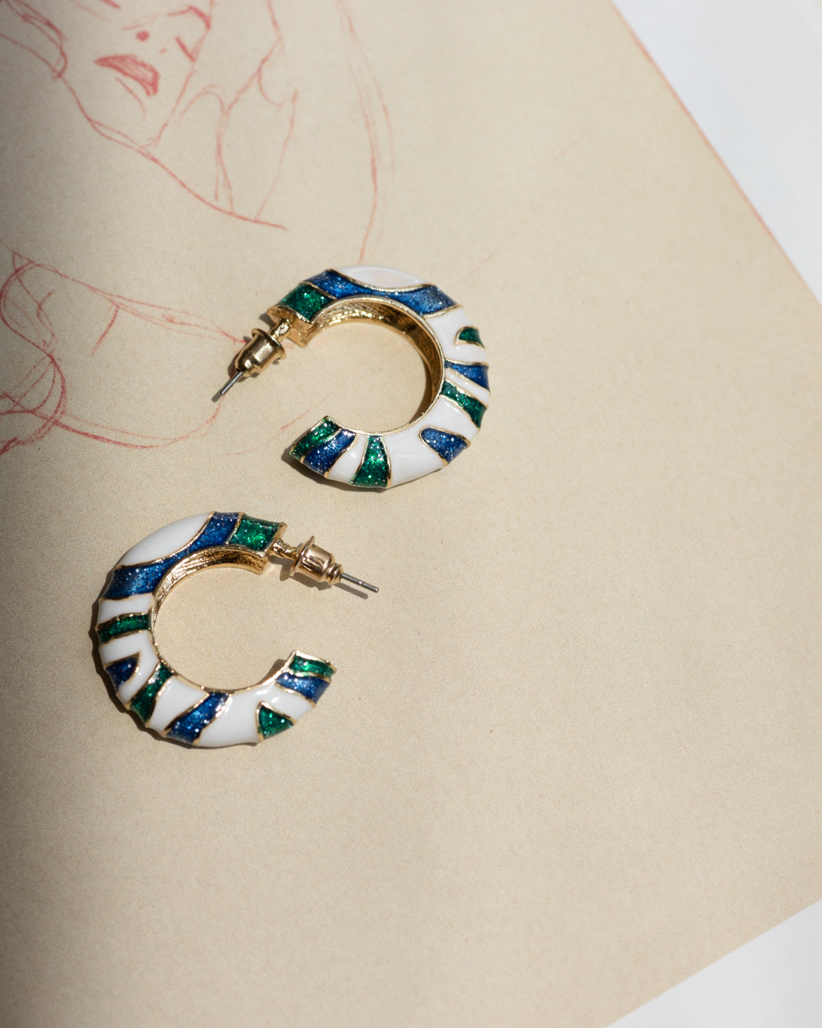 Enamel Wild Zebra Hoop Earrings